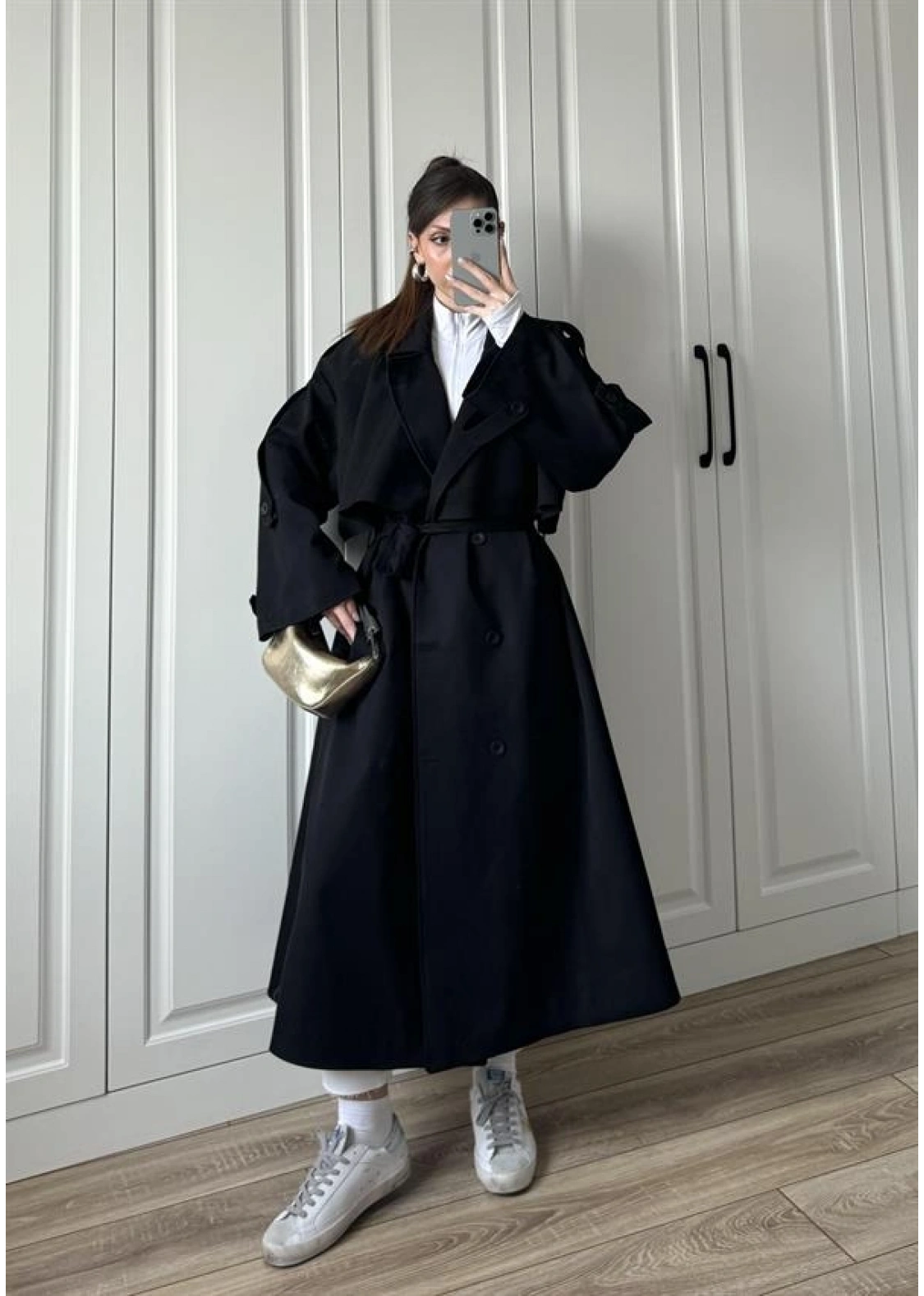 Voi Premium Yüksek Kalite Astarlı Siyah Trençkot