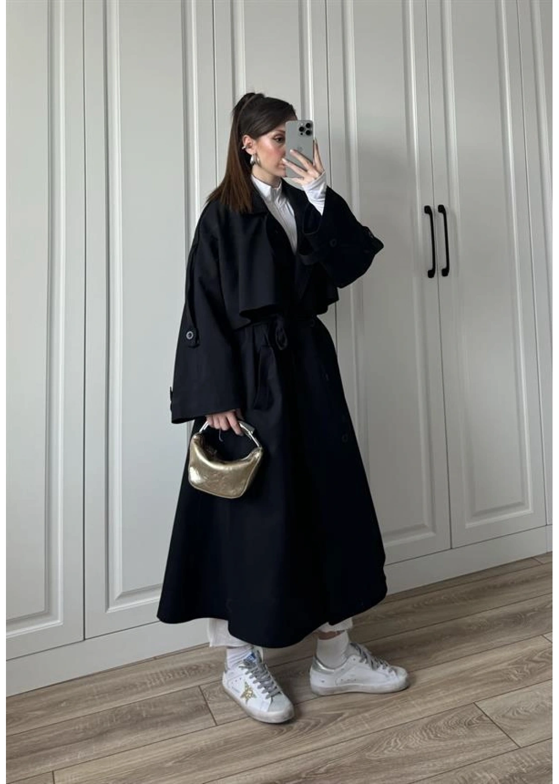 Voi Premium Yüksek Kalite Astarlı Siyah Trençkot