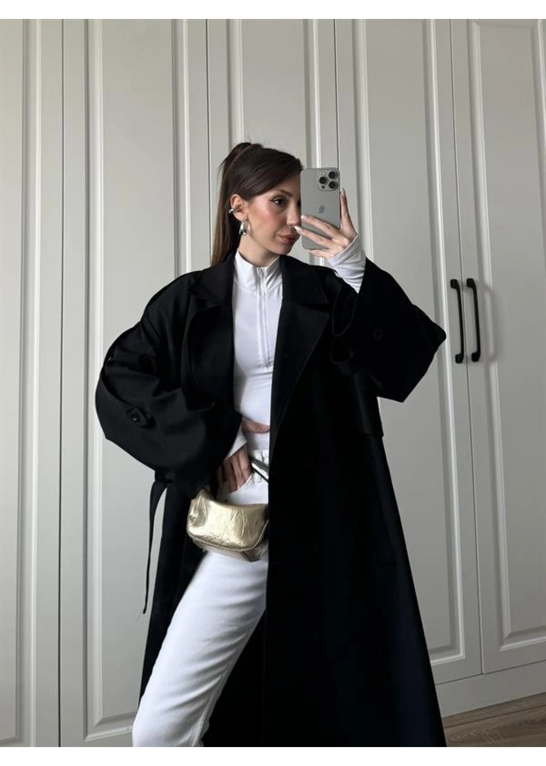 Voi Premium Yüksek Kalite Astarlı Siyah Trençkot