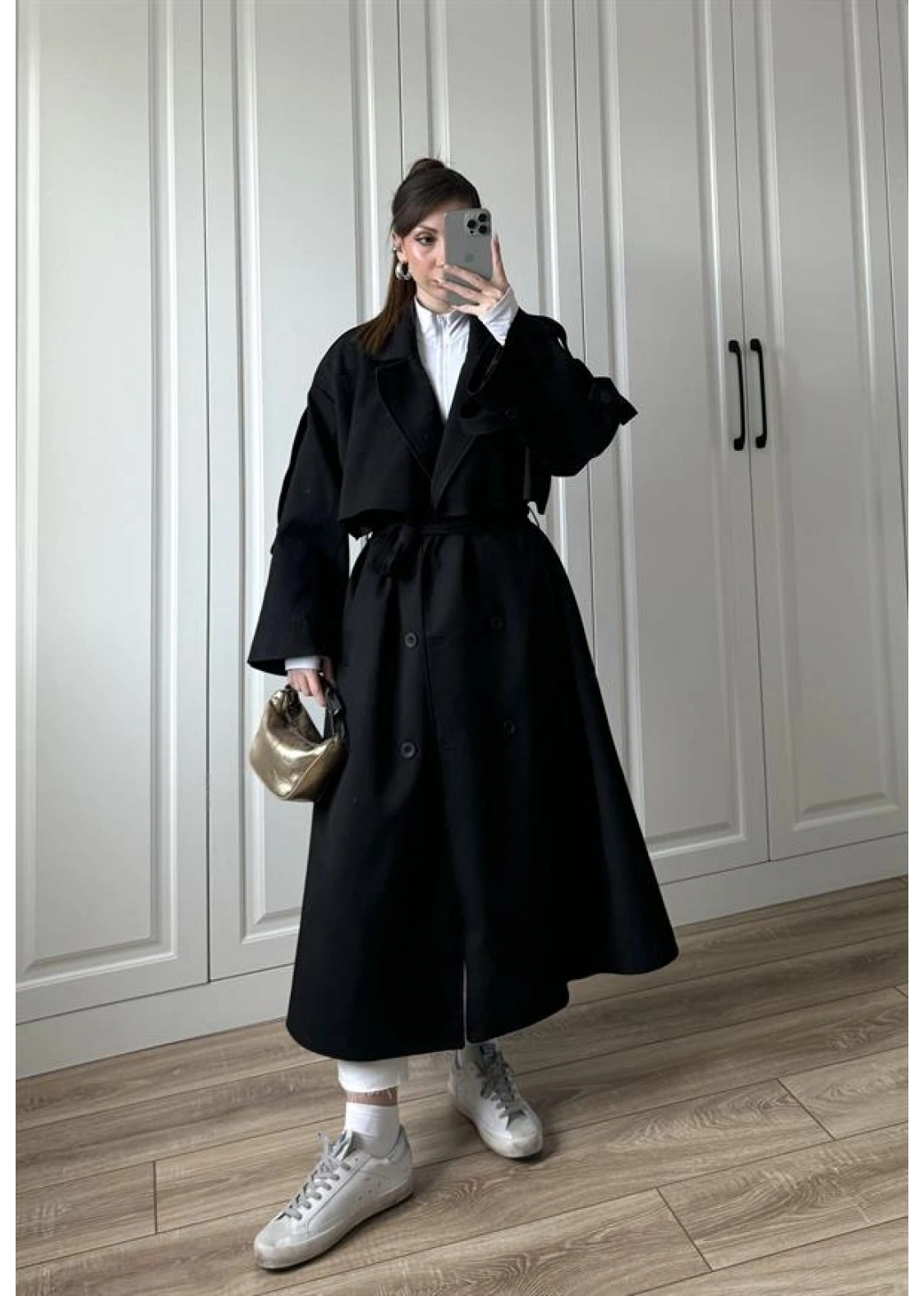 Voi Premium Yüksek Kalite Astarlı Siyah Trençkot