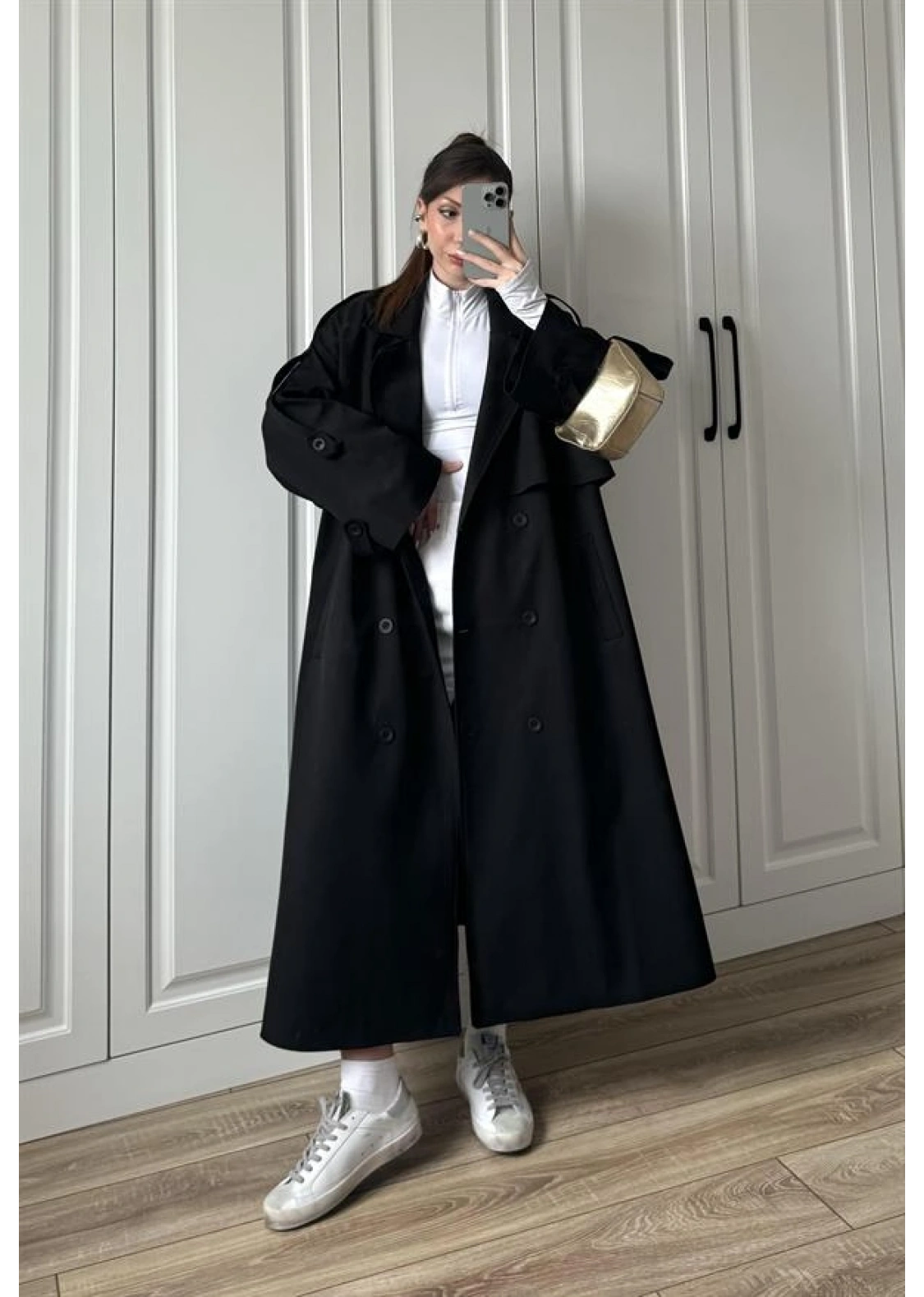 Voi Premium Yüksek Kalite Astarlı Siyah Trençkot