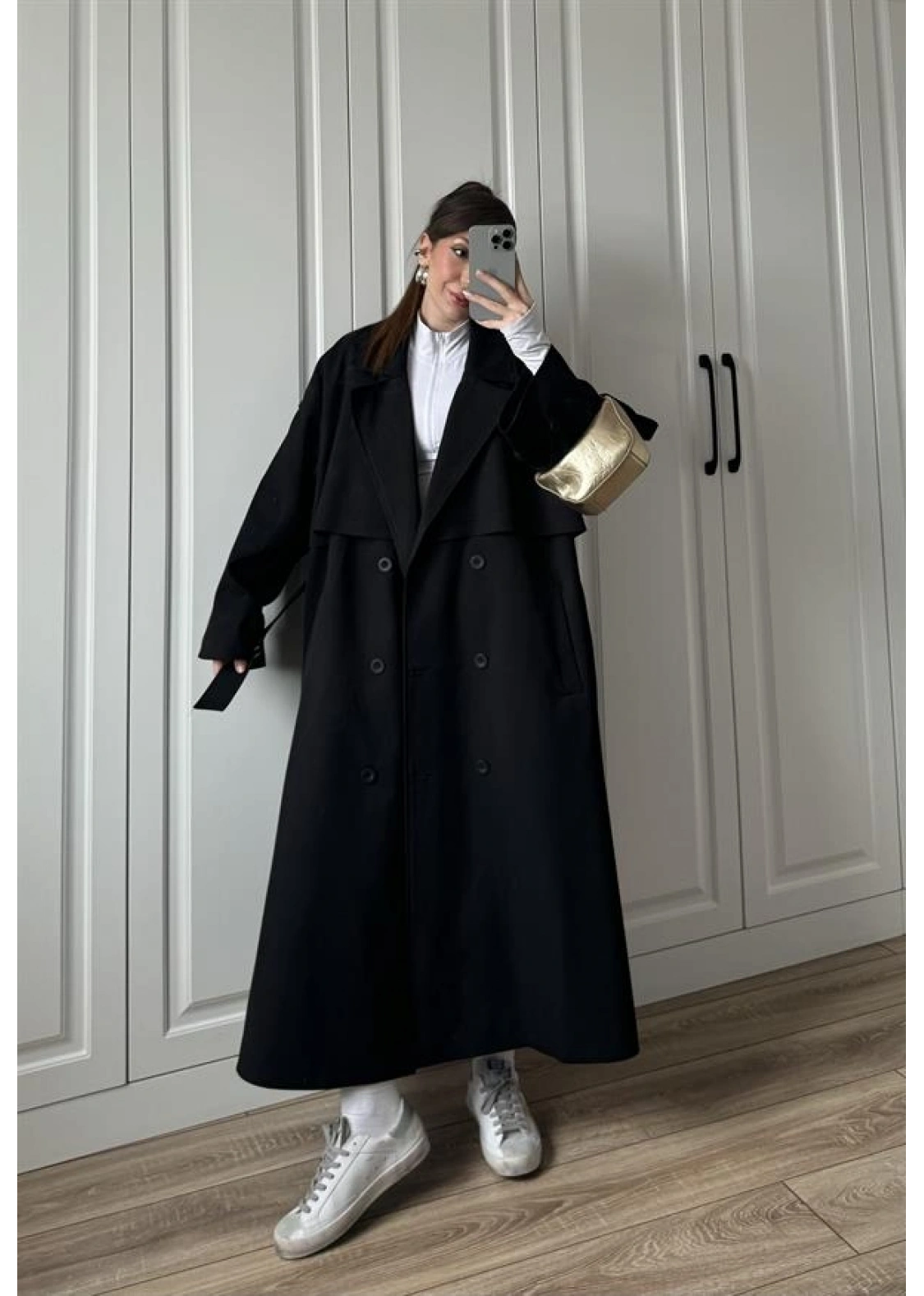 Voi Premium Yüksek Kalite Astarlı Siyah Trençkot