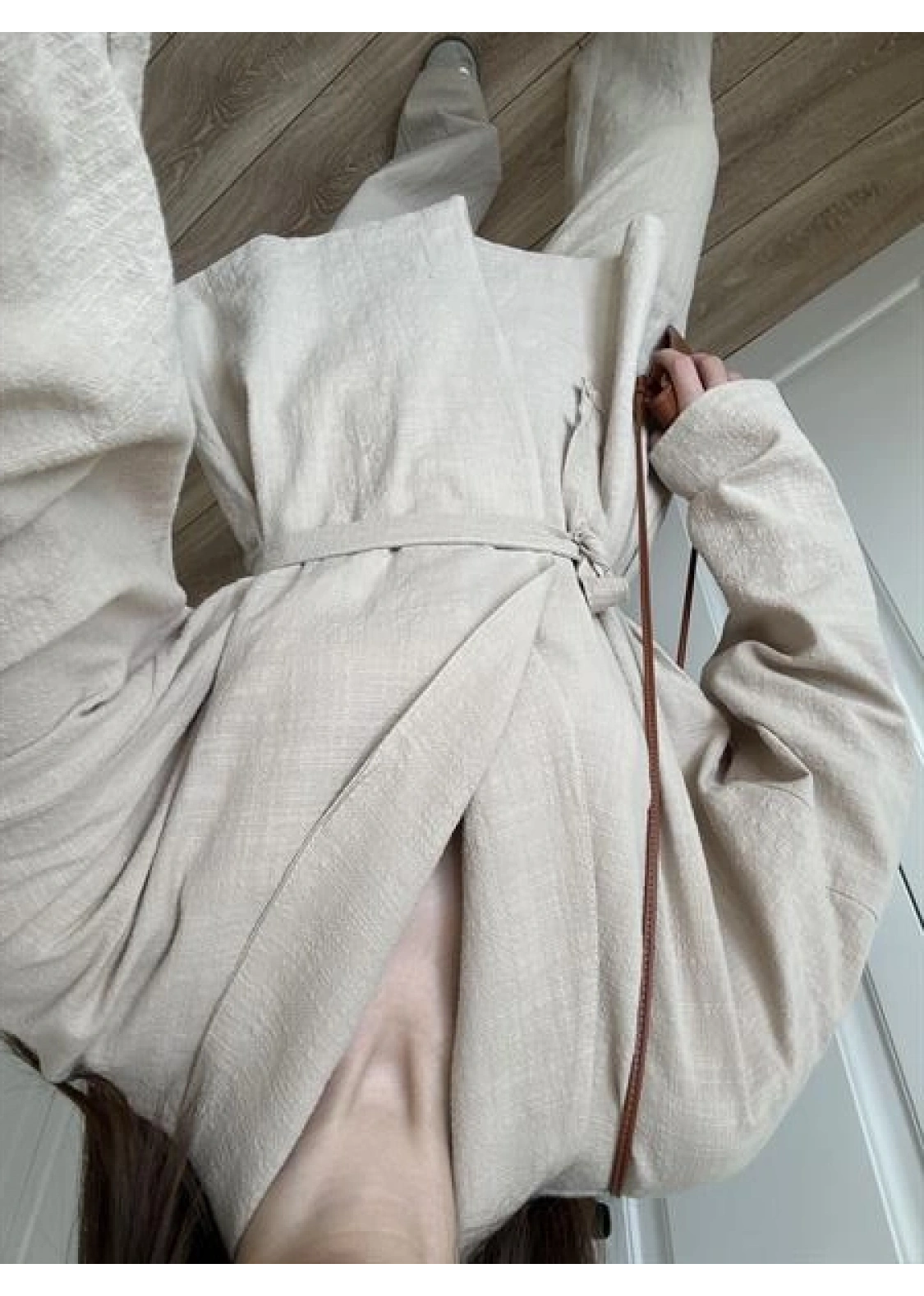Vool Ham Keten Bej Kimono Takım