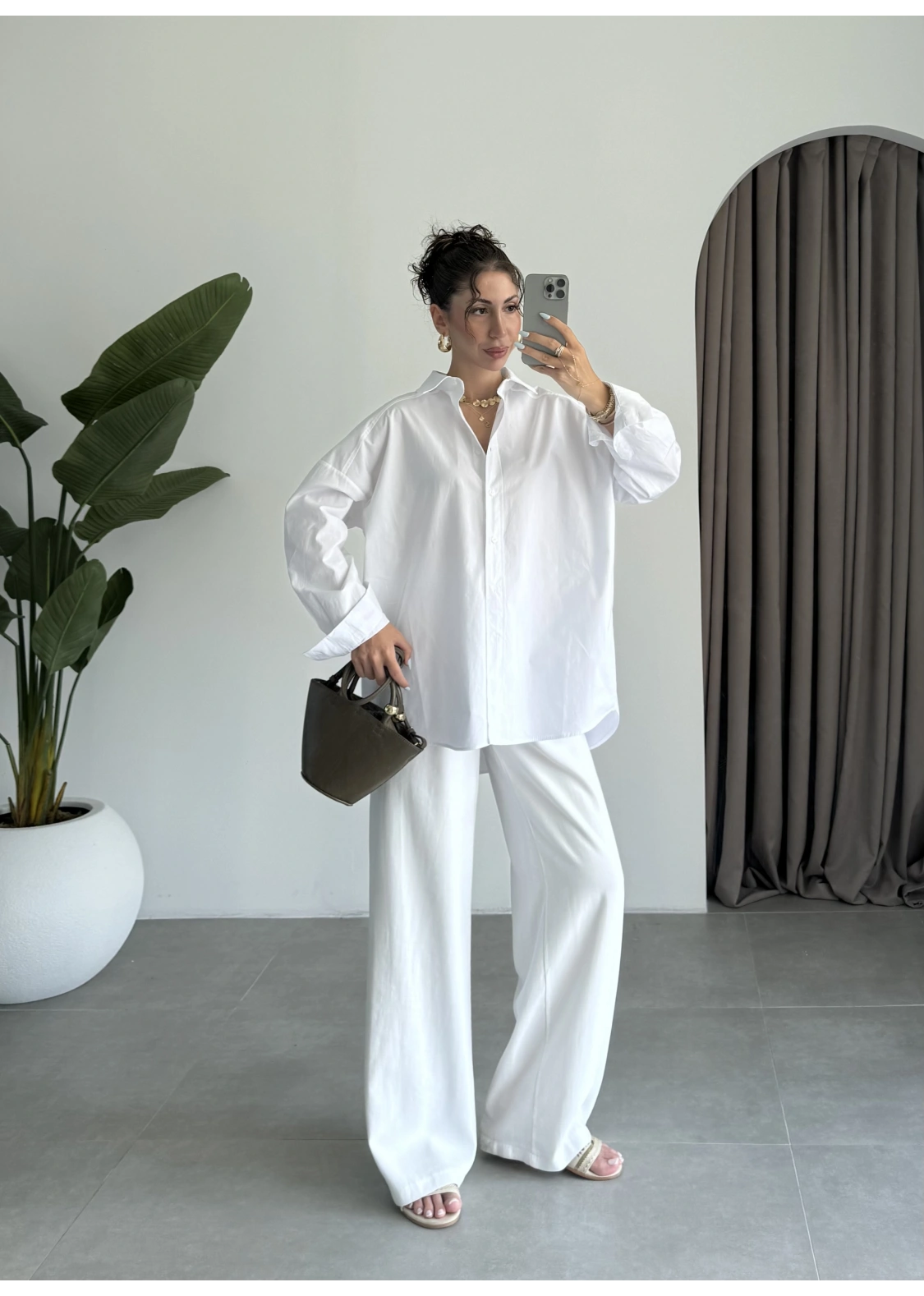 Yale Oversize Poplin Beyaz Gömlek