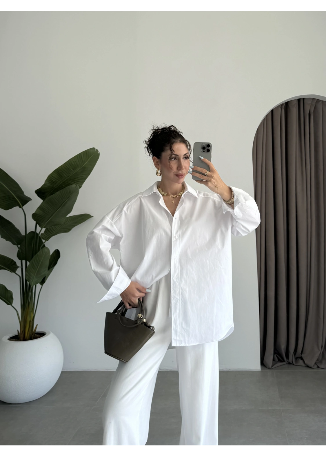 Yale Oversize Poplin Beyaz Gömlek