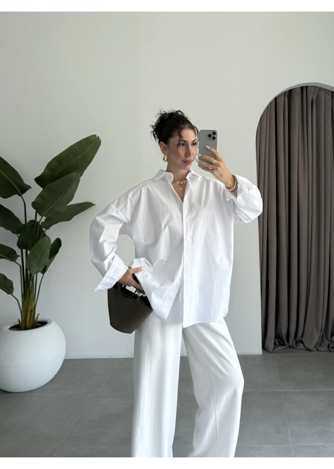 Yale Oversize Poplin Beyaz Gömlek