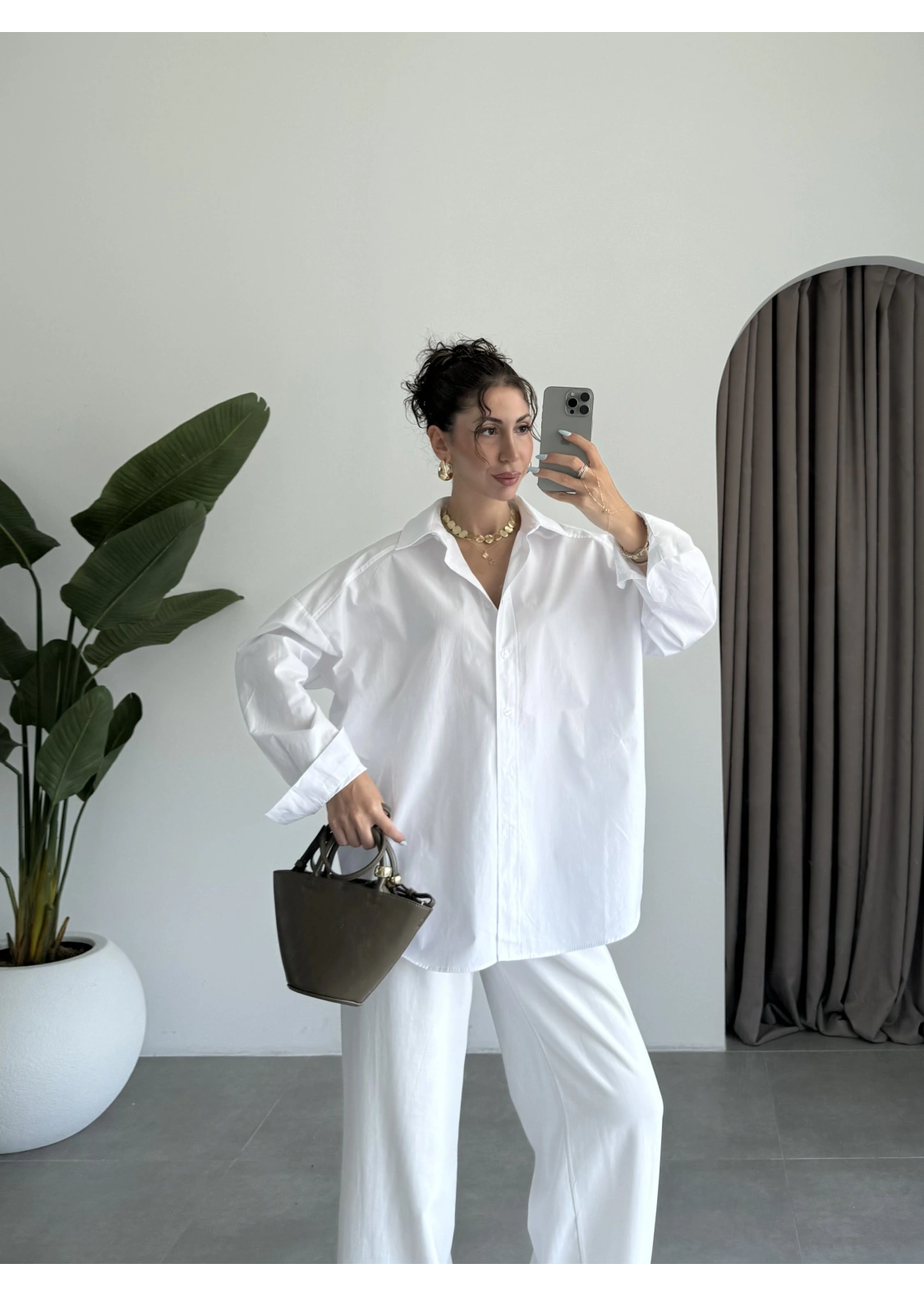 Yale Oversize Poplin Beyaz Gömlek