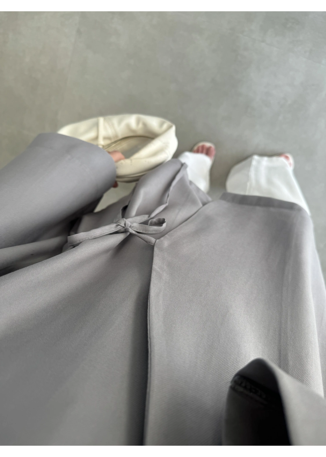 Yandan Bağlamalı Gri Tensel Kimono