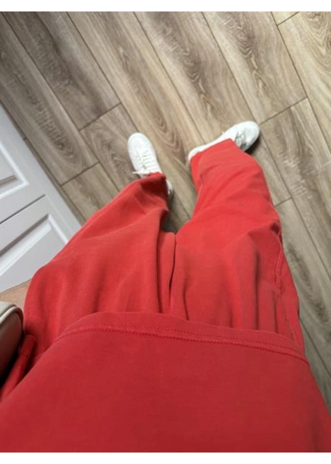 Yıkamalı Crop Kırmızı Şalvar Takım