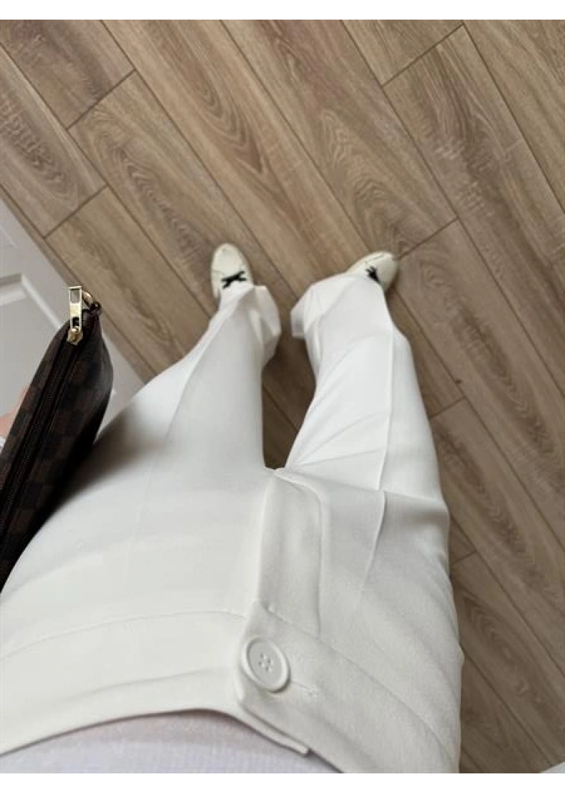 Yüksekbel Palazzo Beyaz Kumaş Pantolon