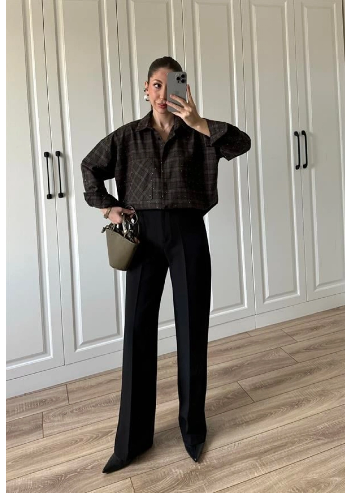 Yüksekbel Palazzo Siyah Kumaş Pantolon