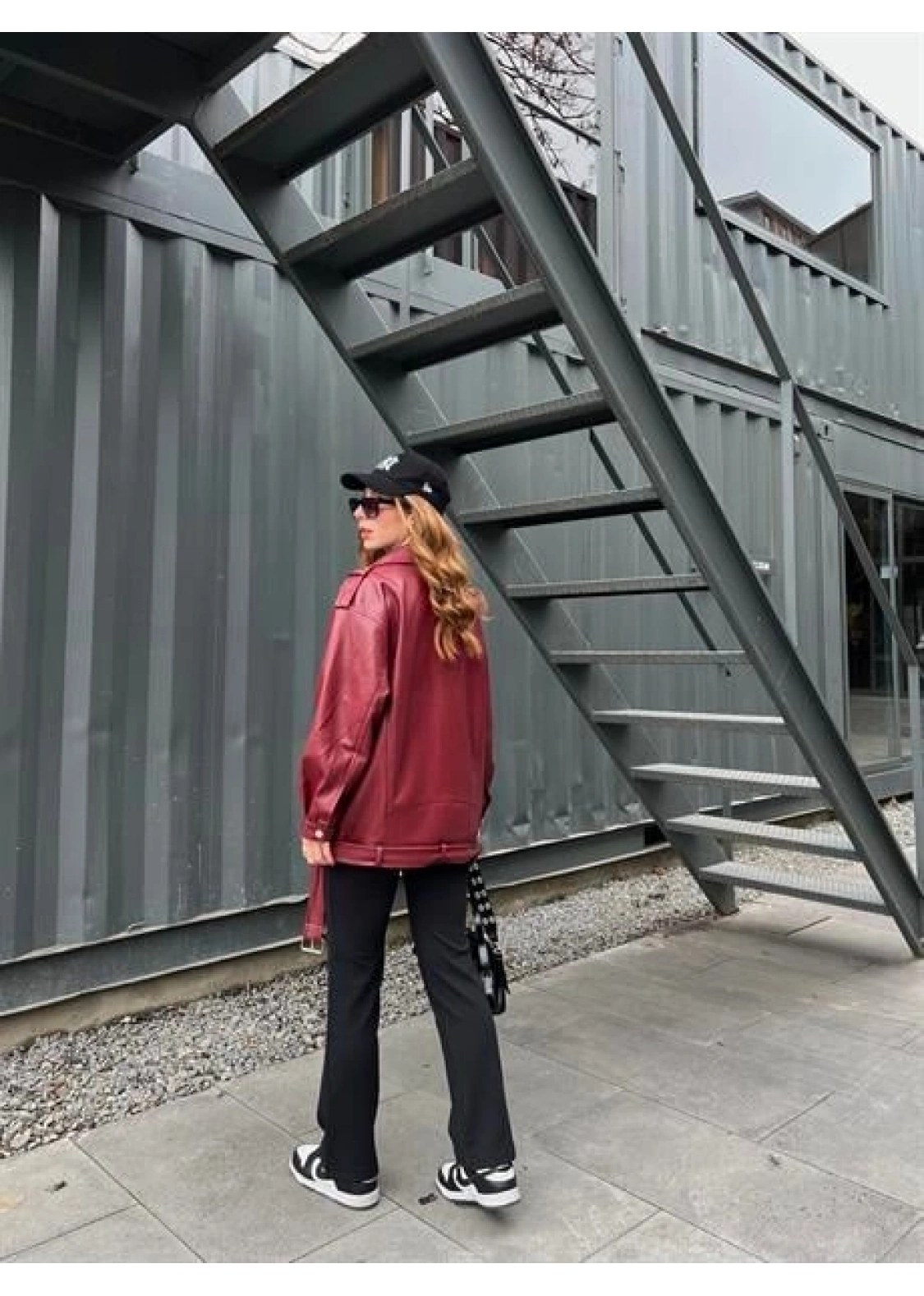 Zara Model Bordo Deri Biker Ceket