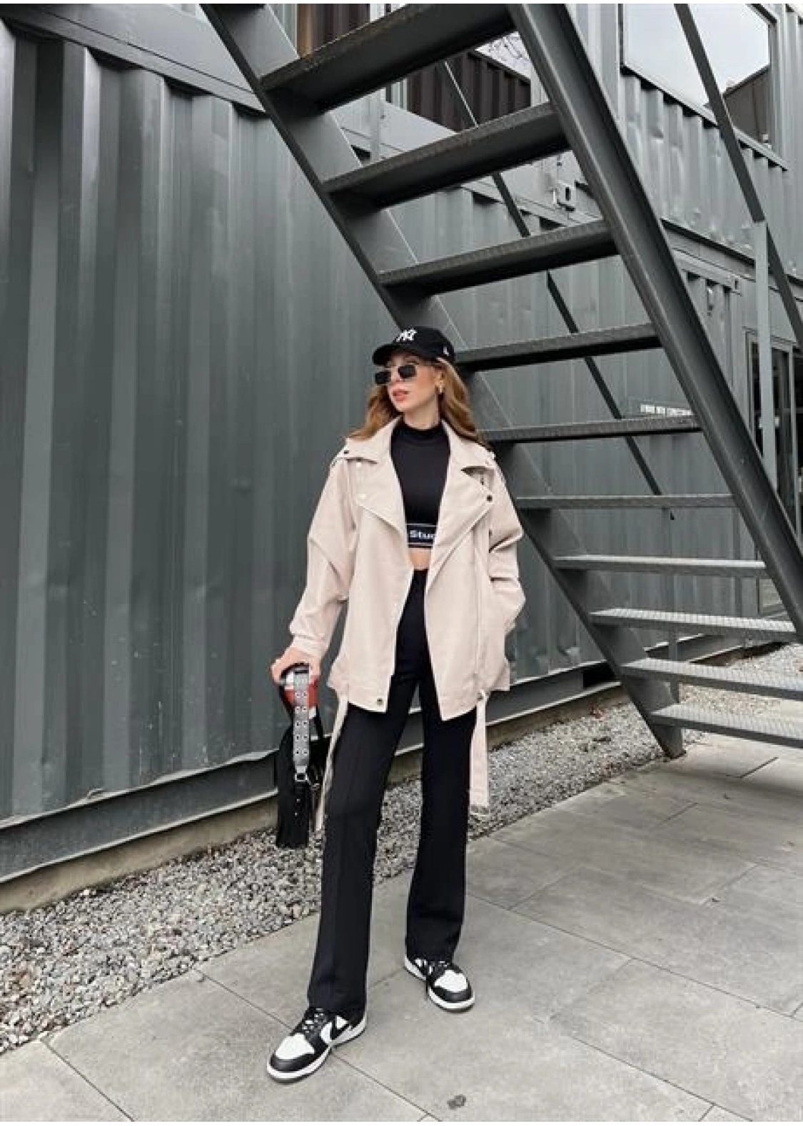 Zara Model Nude Deri Biker Ceket