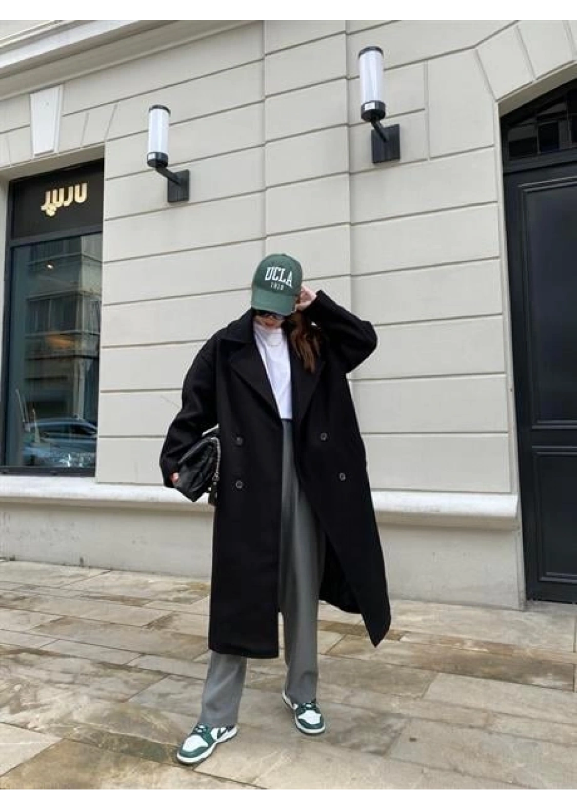 Zara Model Oversize Siyah Kaşe Kaban