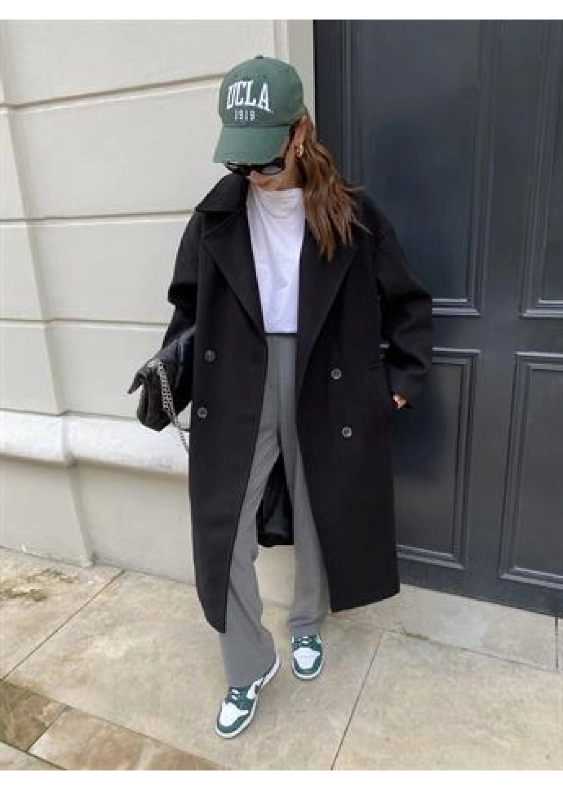 Zara Model Oversize Siyah Kaşe Kaban