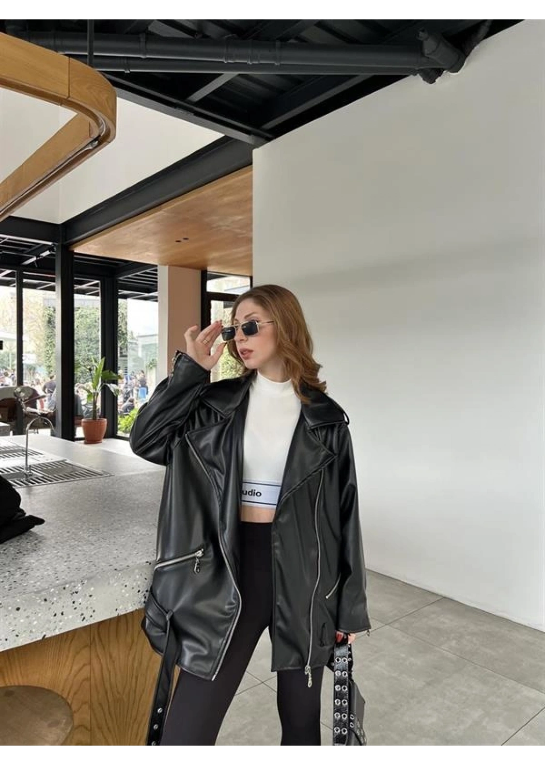 Zara Model Siyah Deri Biker Ceket