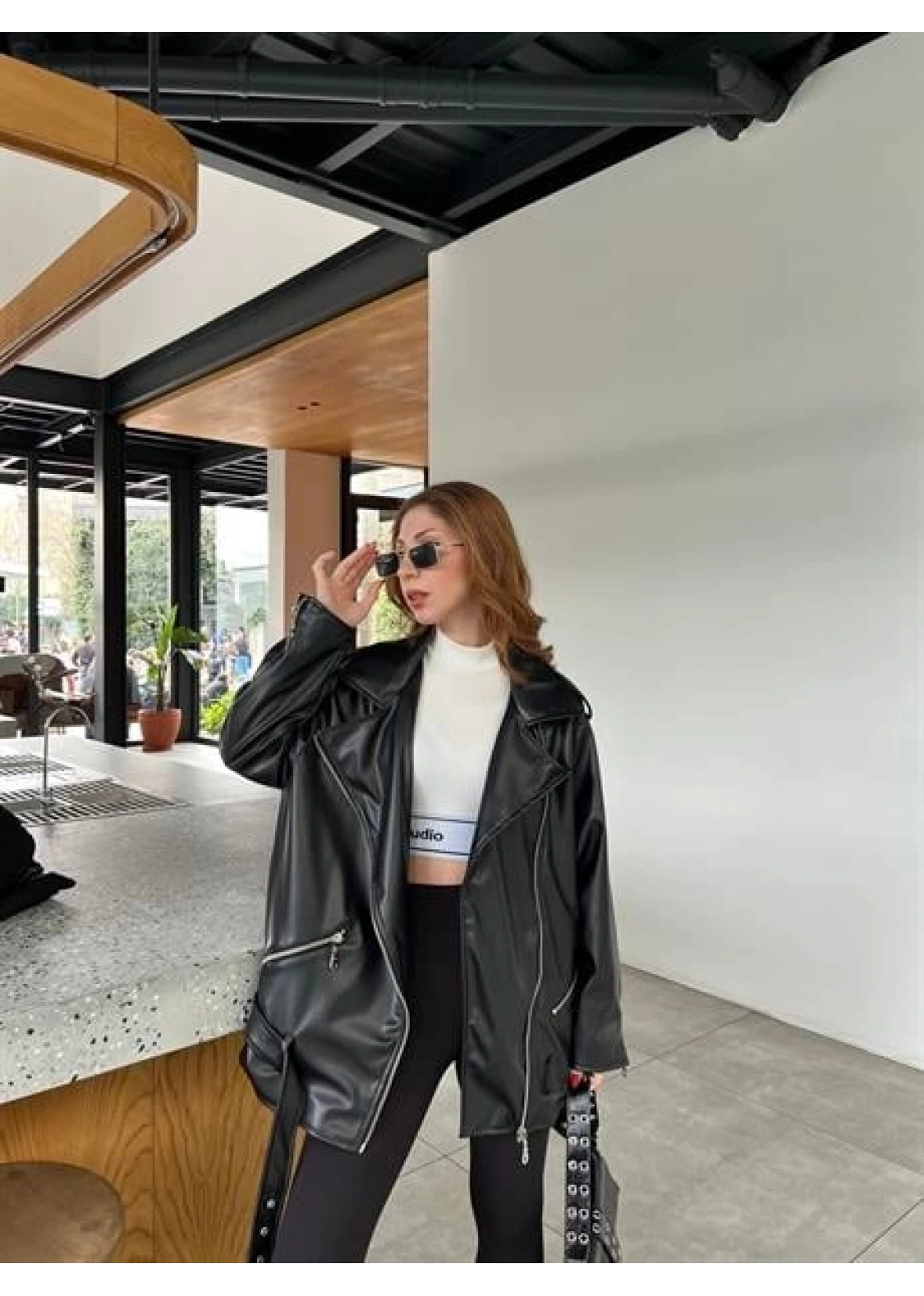 Zara Model Siyah Deri Biker Ceket