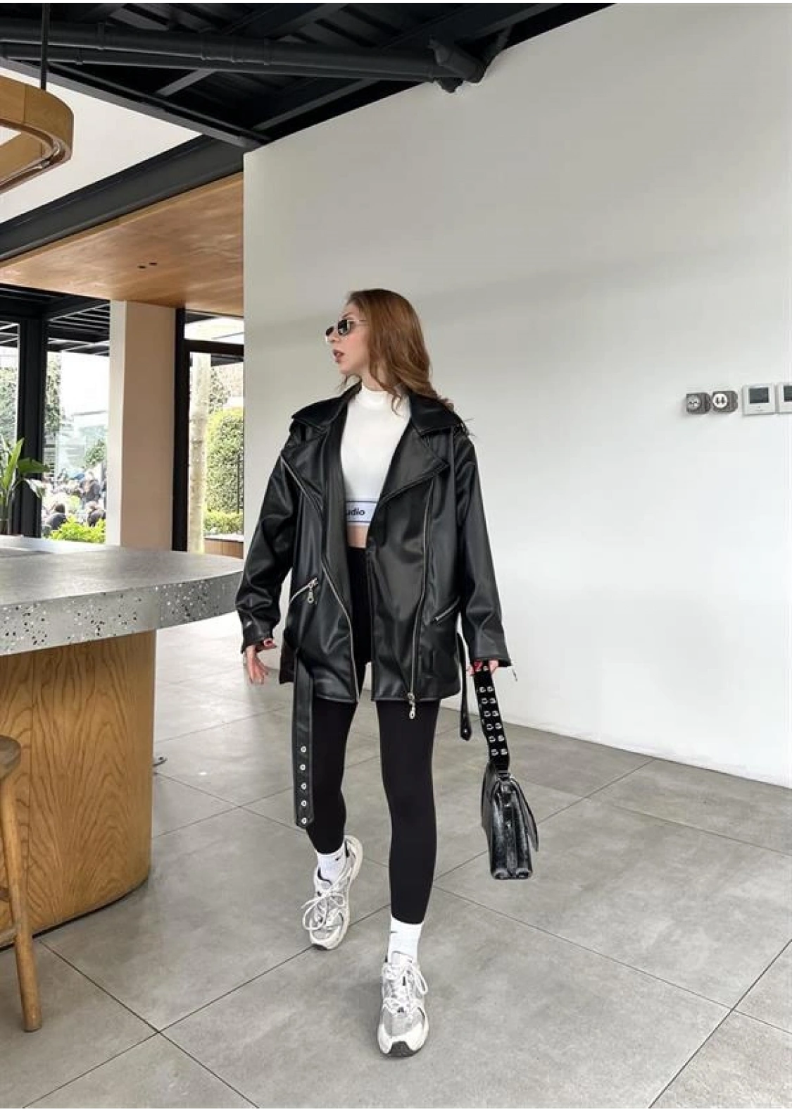 Zara Model Siyah Deri Biker Ceket