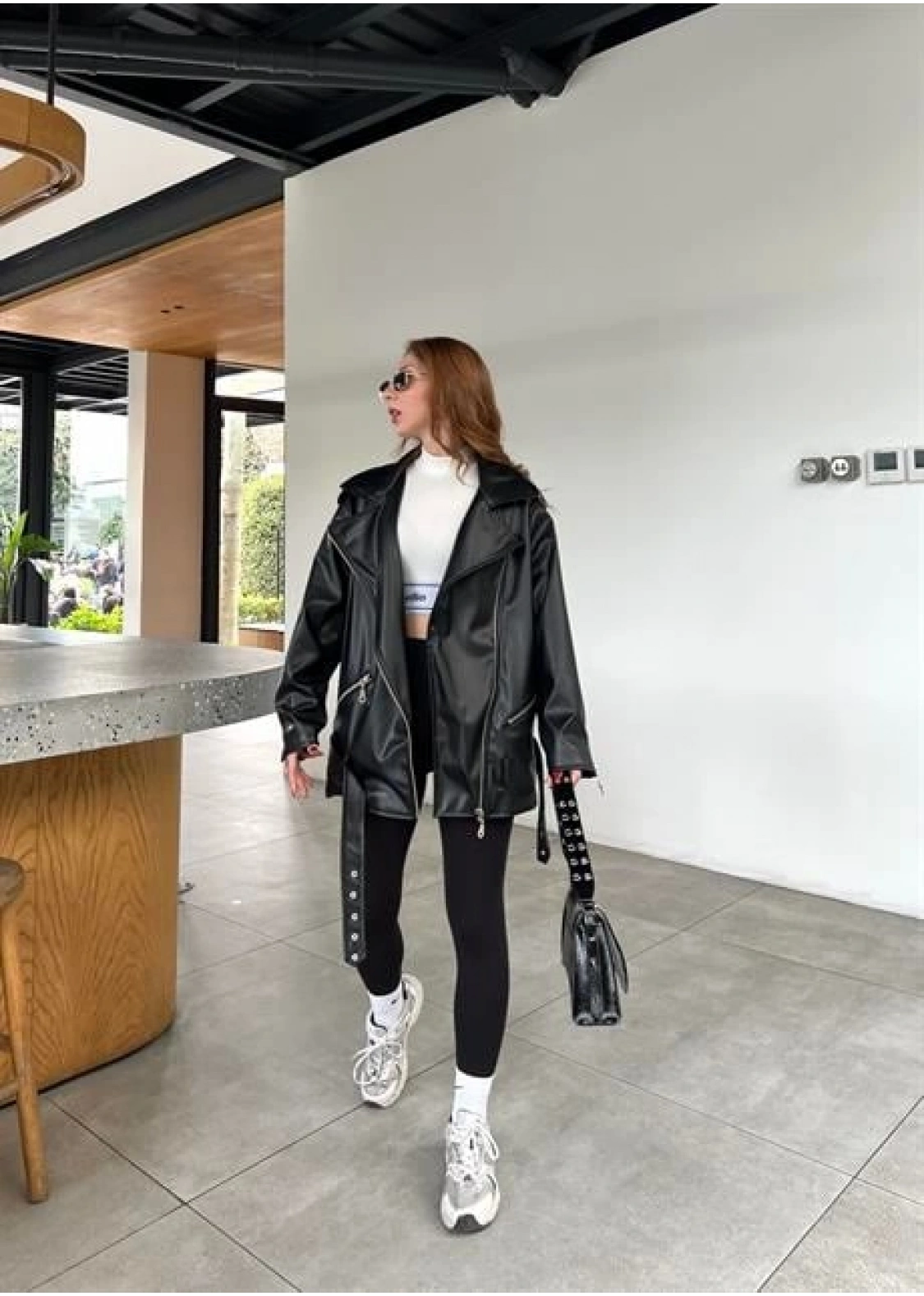 Zara Model Siyah Deri Biker Ceket