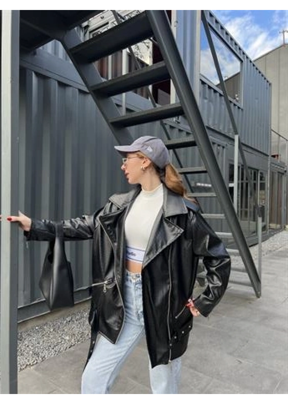 Zara Model Siyah Timsah Desenli Deri Biker Ceket