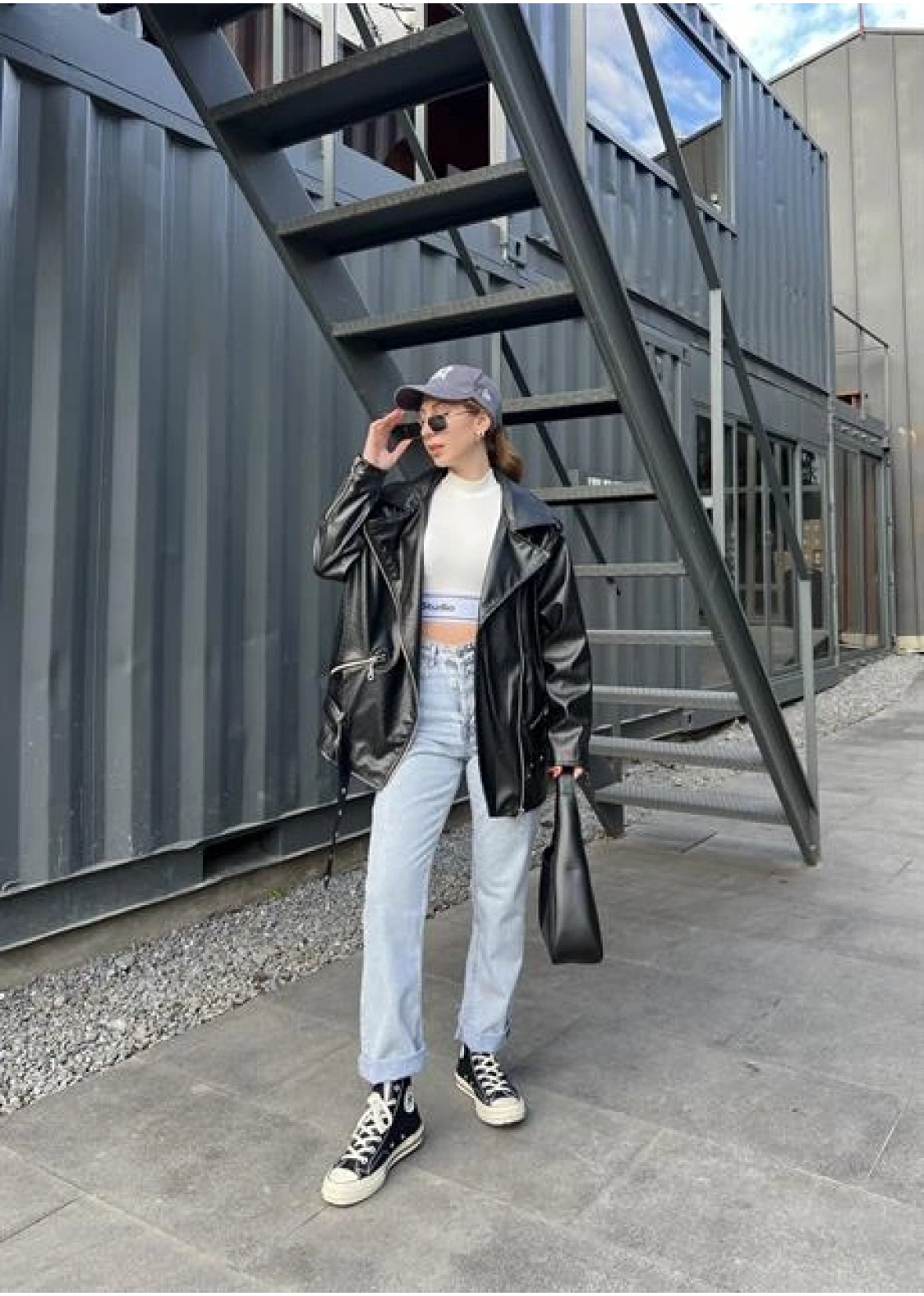 Zara Model Siyah Timsah Desenli Deri Biker Ceket