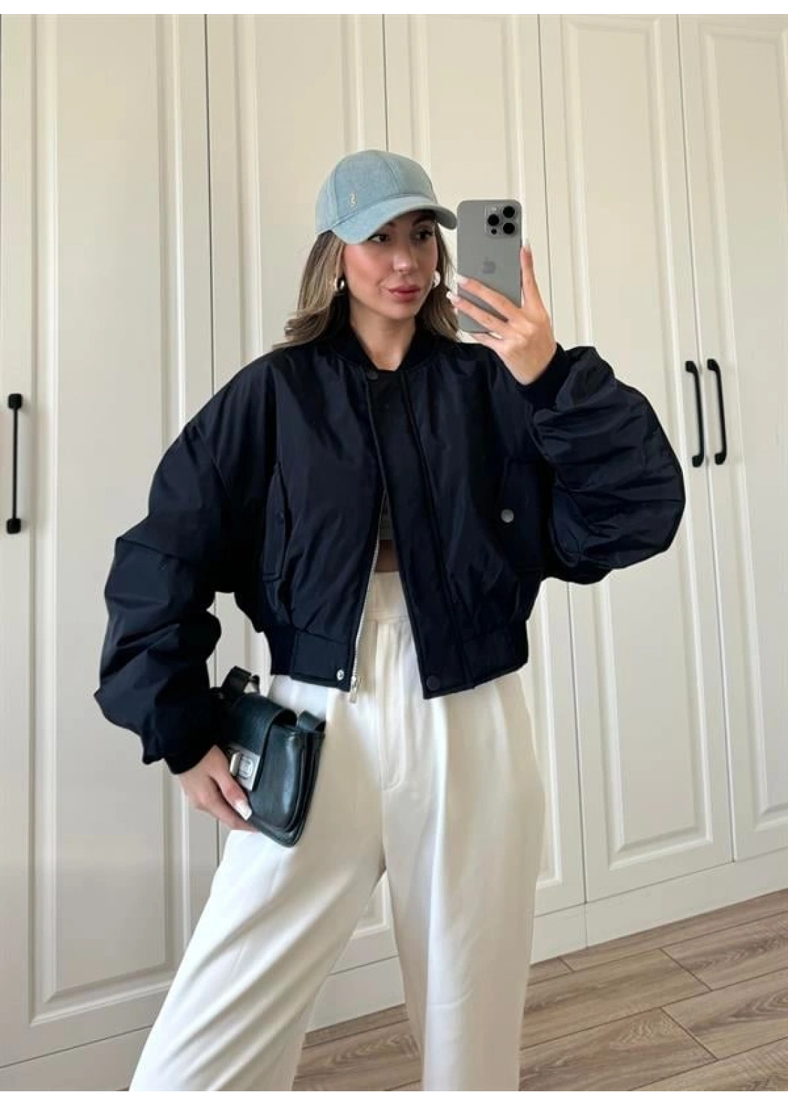 Zr Model. Astarlı Lacivert Bomber Ceket