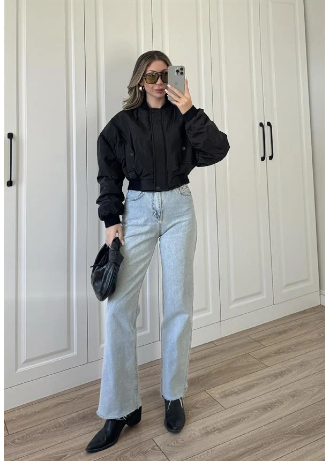 Zr Model. Astarlı Siyah Bomber Ceket