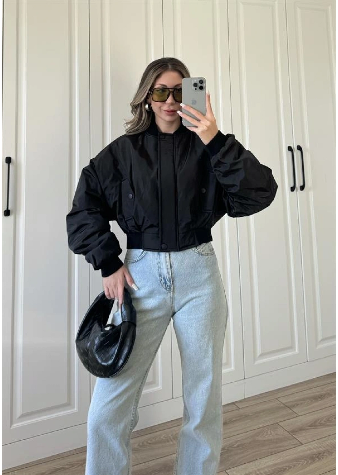 Zr Model. Astarlı Siyah Bomber Ceket