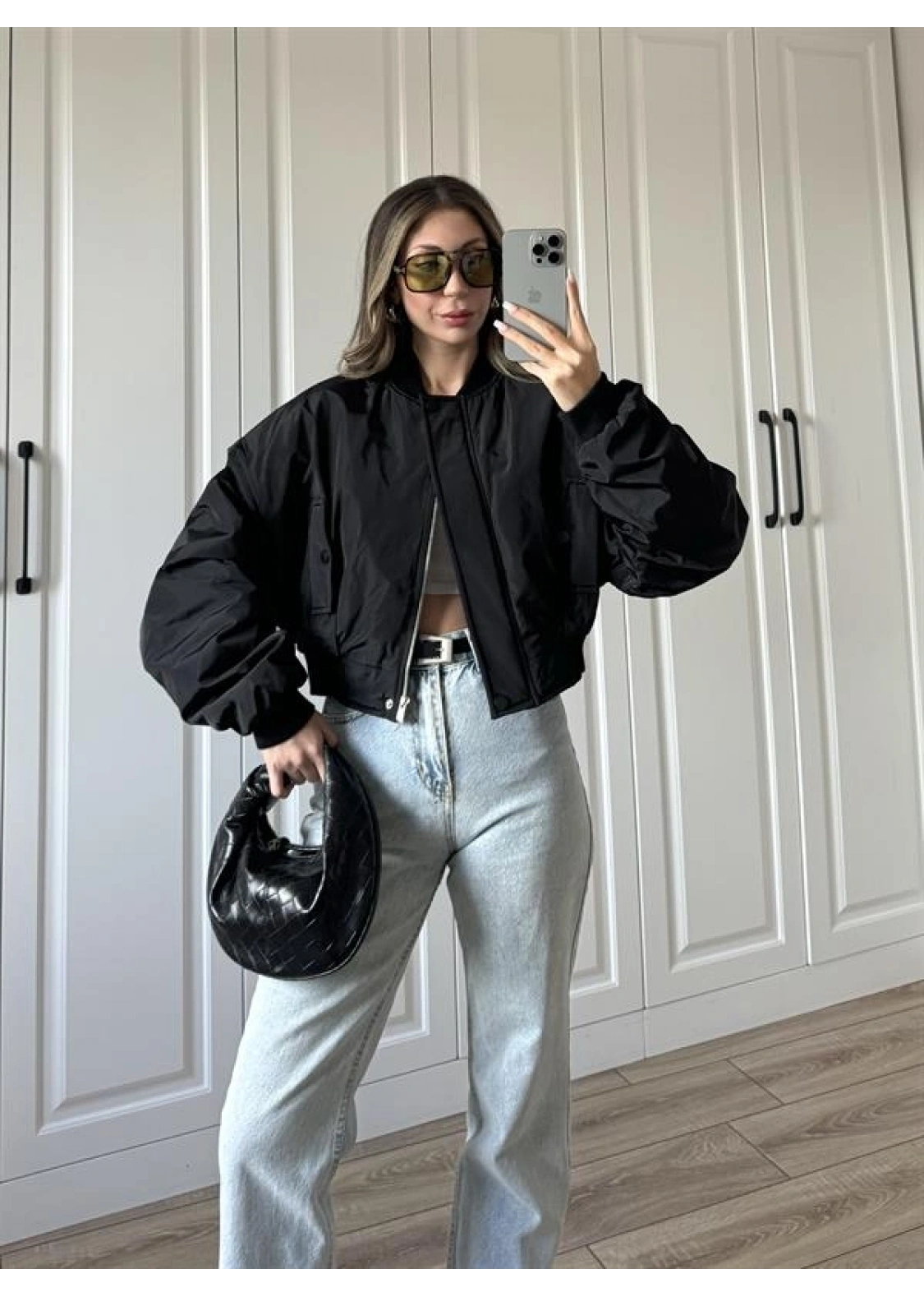 Zr Model. Astarlı Siyah Bomber Ceket