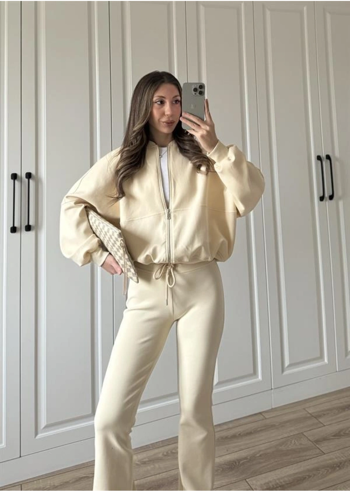 Zr Model İspanyol Paça Bej Eşofman Takımı