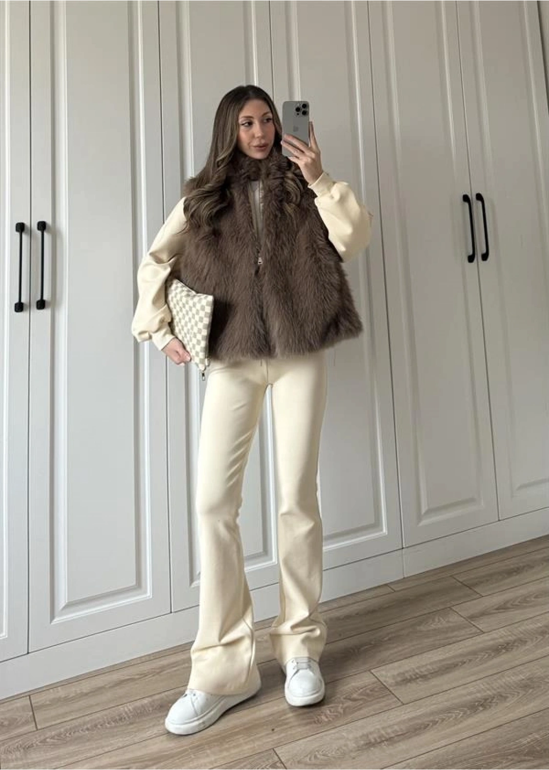 Zr Model İspanyol Paça Bej Eşofman Takımı