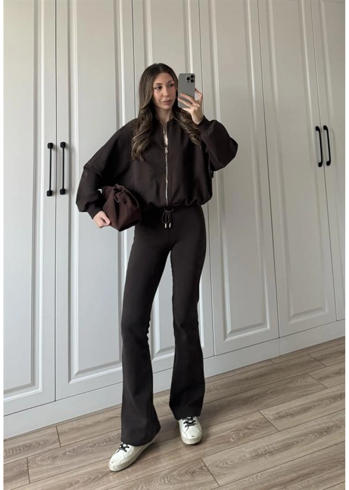 Zr Model İspanyol Paça Kahve Eşofman Takımı