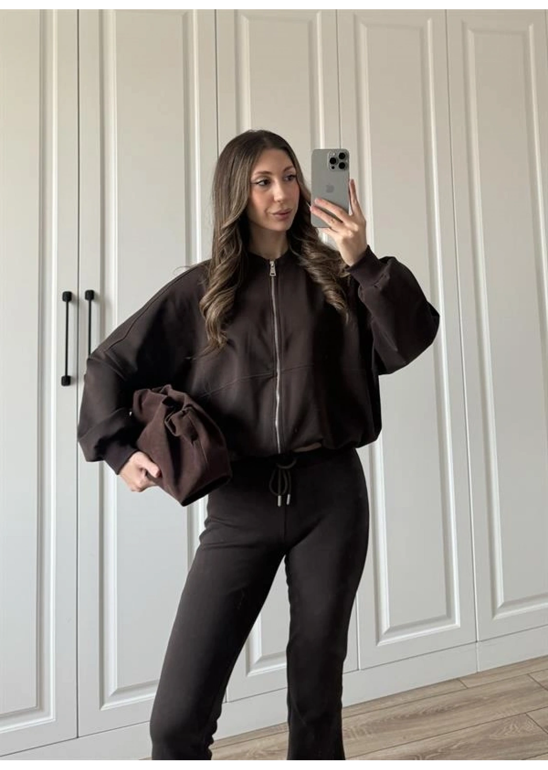 Zr Model İspanyol Paça Kahve Eşofman Takımı