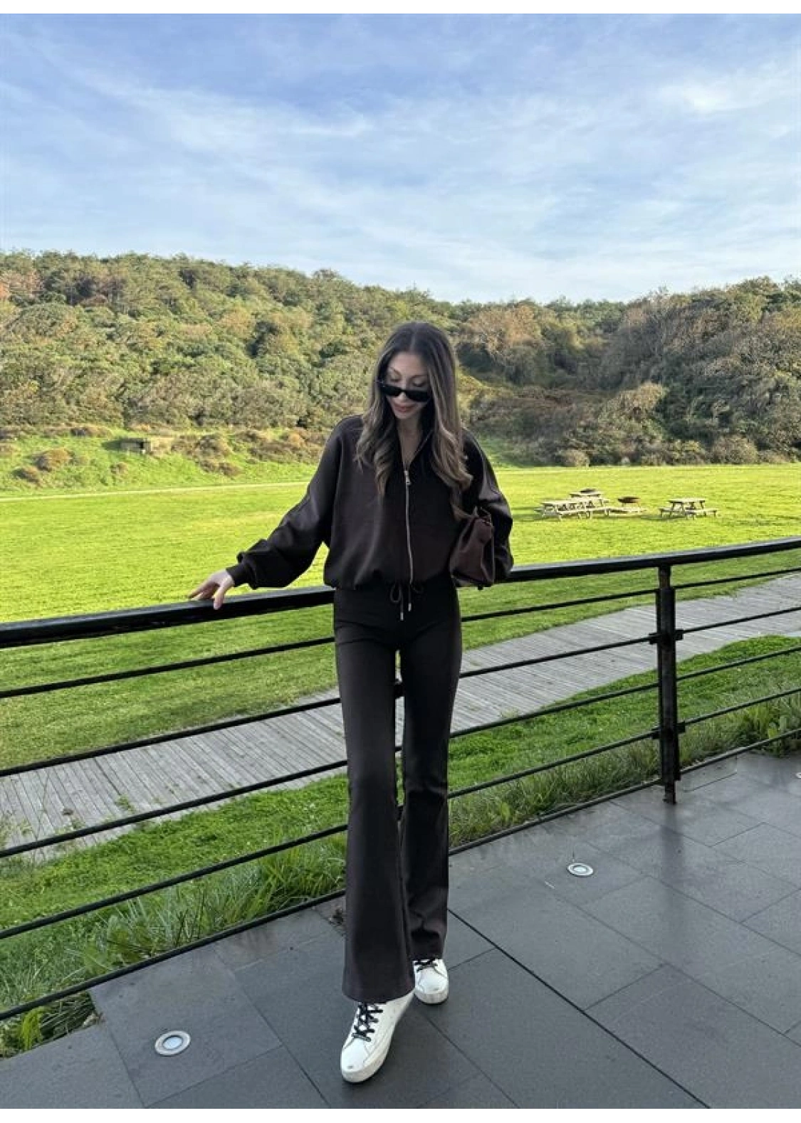 Zr Model İspanyol Paça Kahve Eşofman Takımı