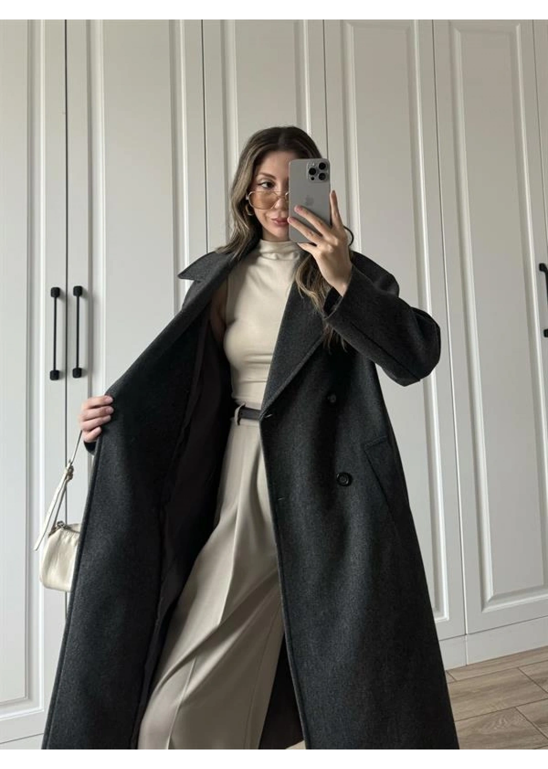 Zr Model Oversize Antrasit Kaşe Kaban