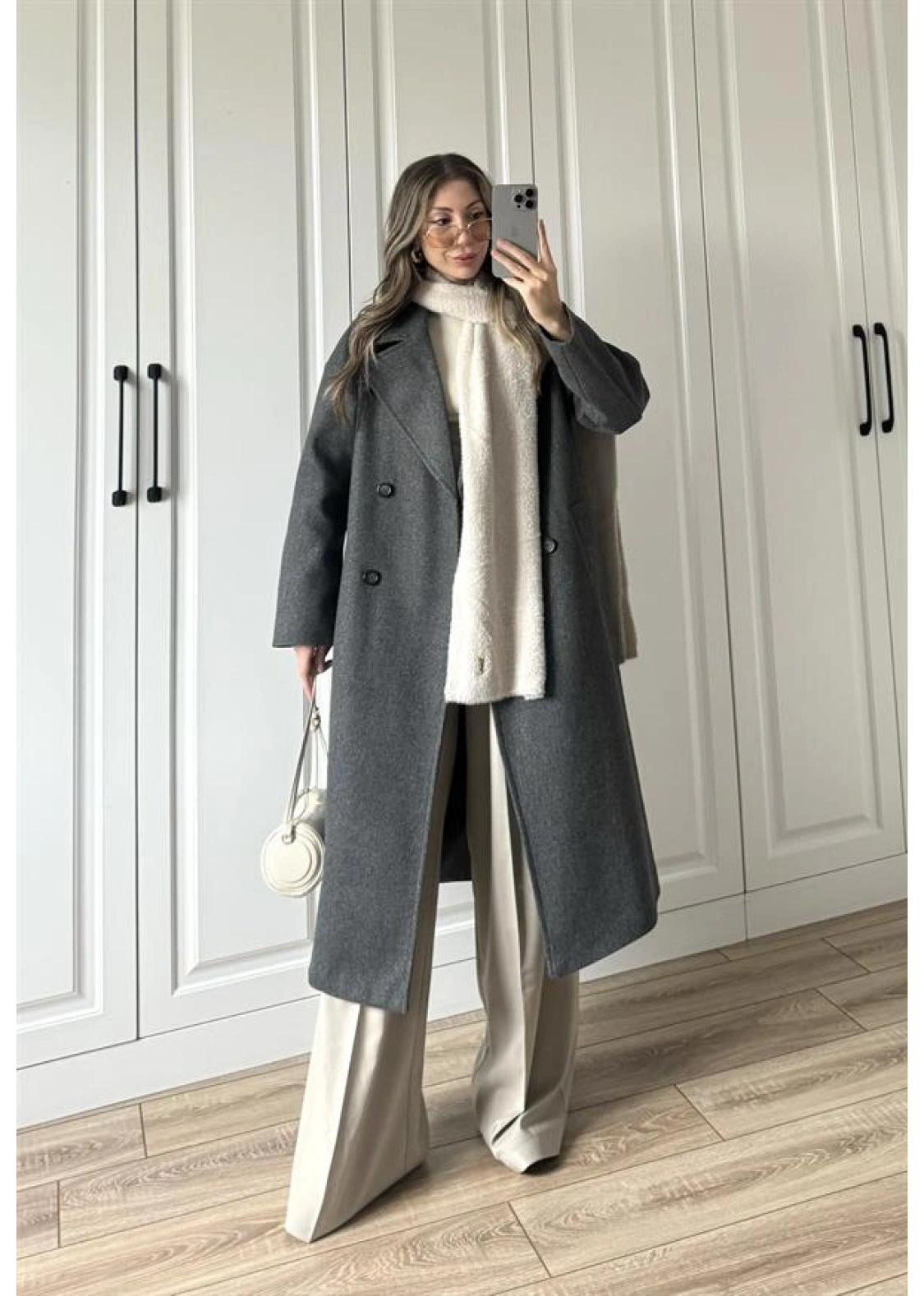 Zr Model Oversize Antrasit Kaşe Kaban