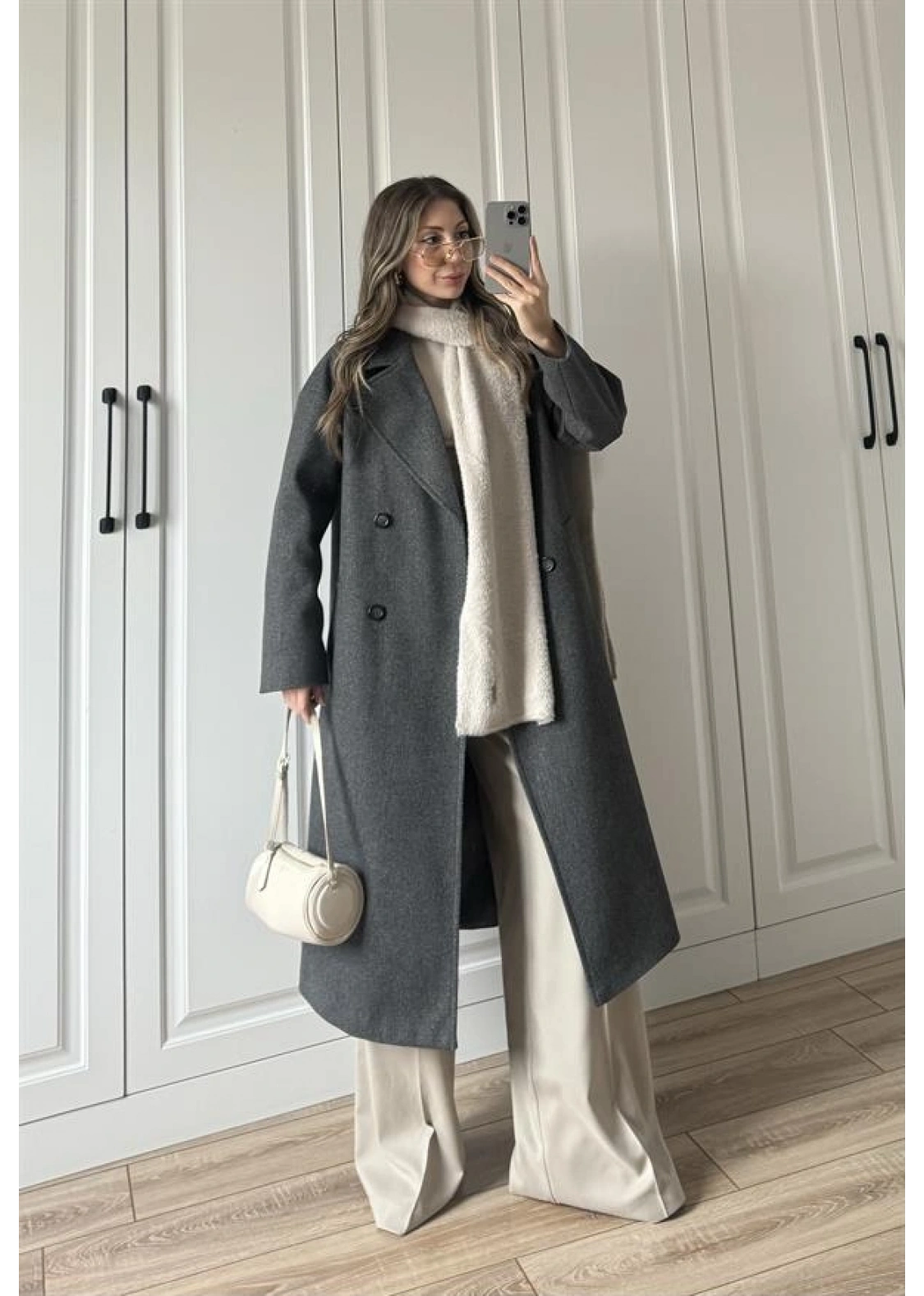 Zr Model Oversize Antrasit Kaşe Kaban