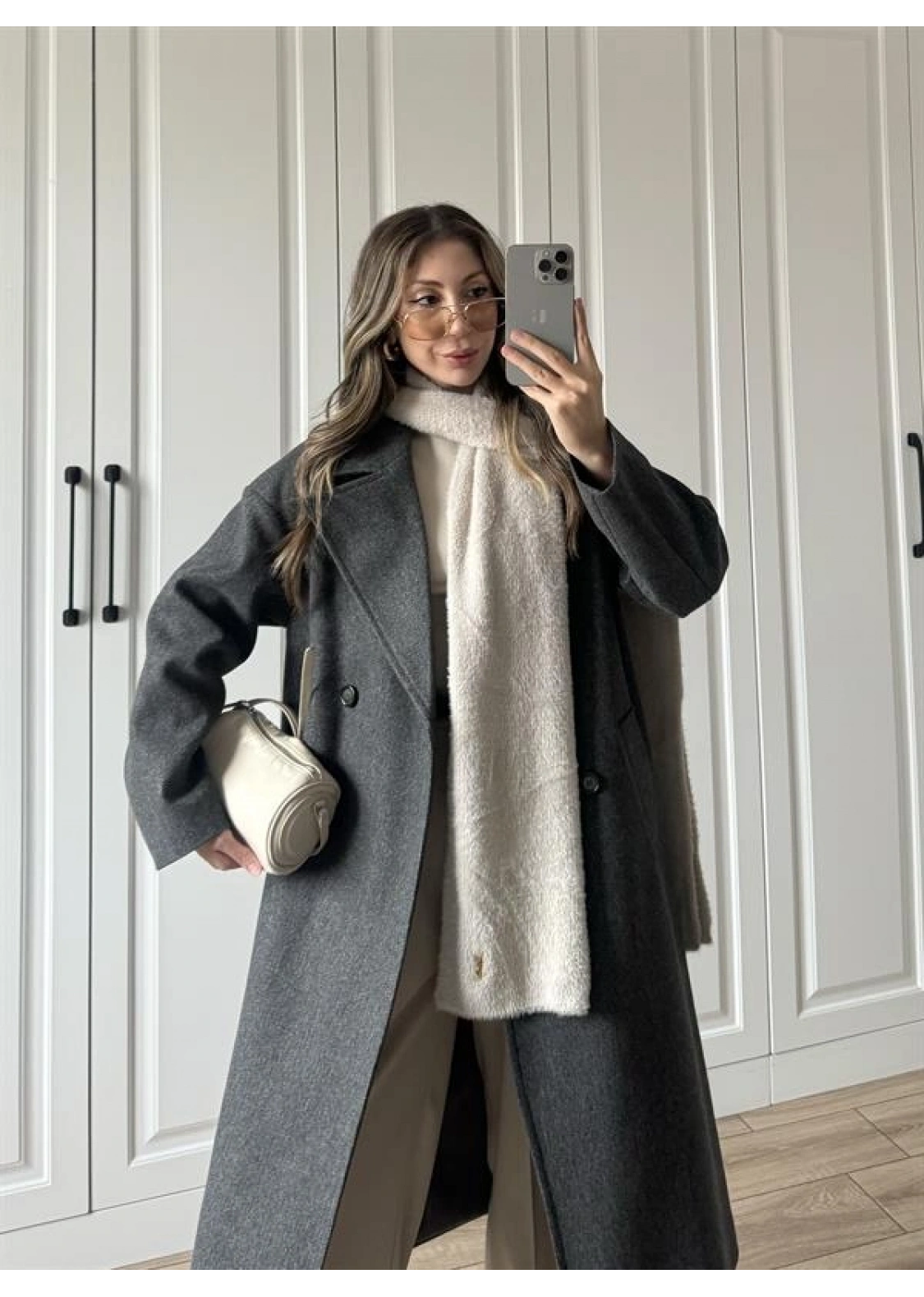 Zr Model Oversize Antrasit Kaşe Kaban