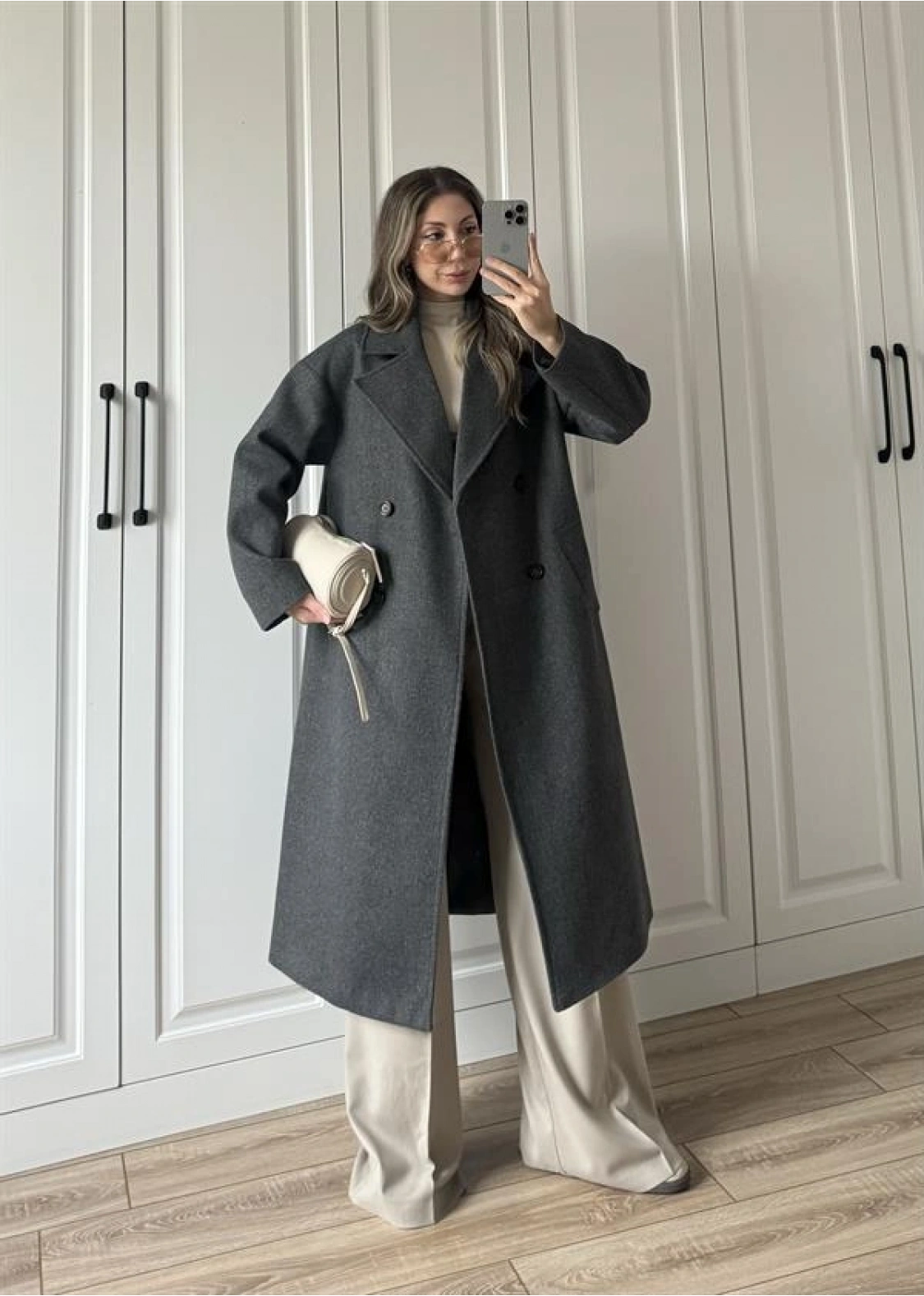 Zr Model Oversize Antrasit Kaşe Kaban