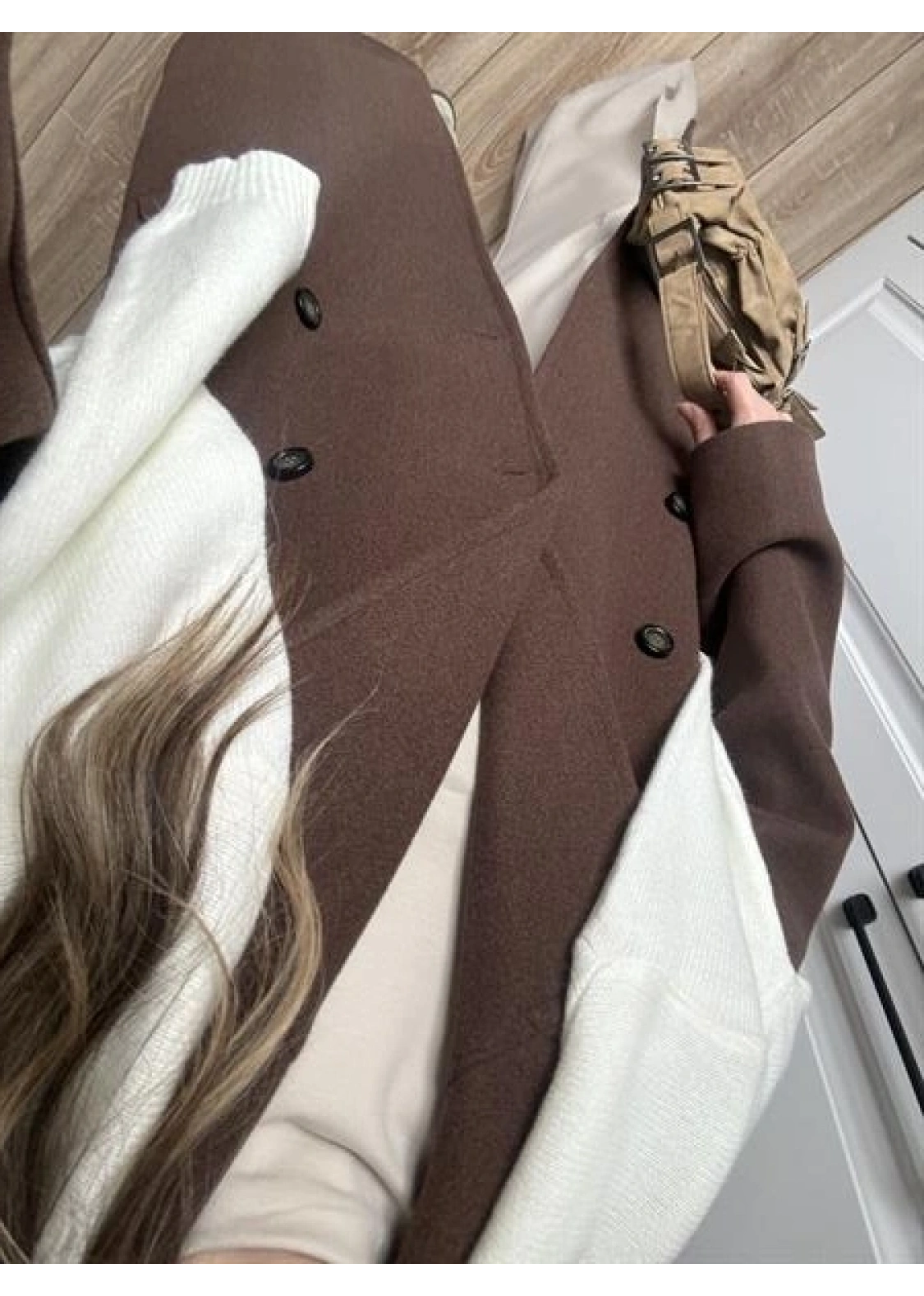 Zr Model Oversize Kahve Kaşe Kaban