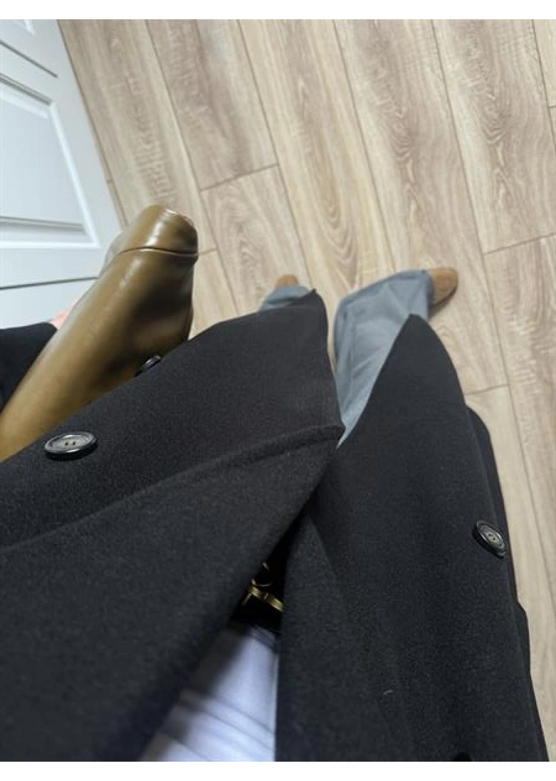 Zr Model Oversize Siyah Kaşe Kaban