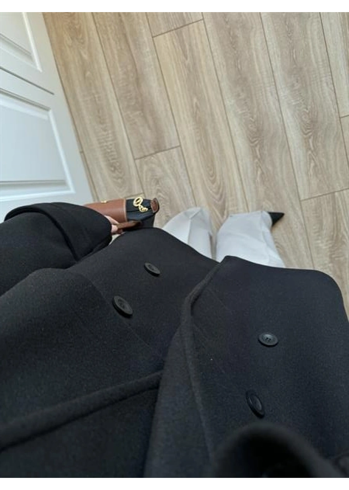 Zr Model Rose Oversize Siyah Kaşe Kaban