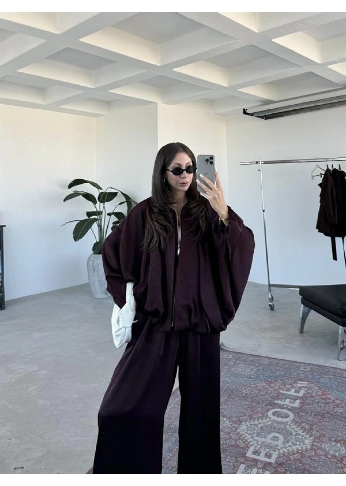 Zr Saten Oversize Bordo Bomber Ceket