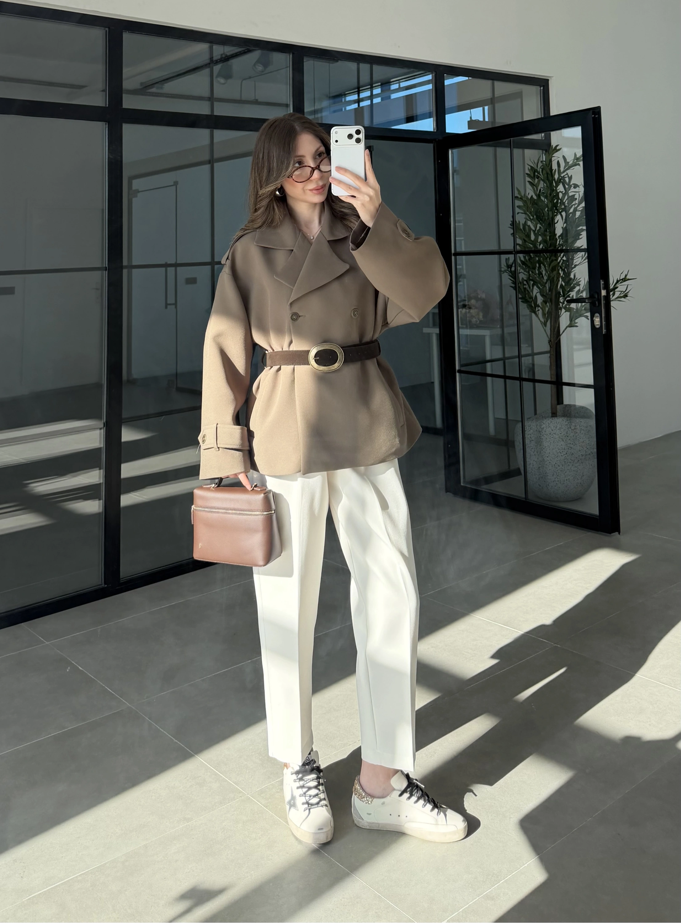 Sarah Kemerli Astarlı Haki Trençkot