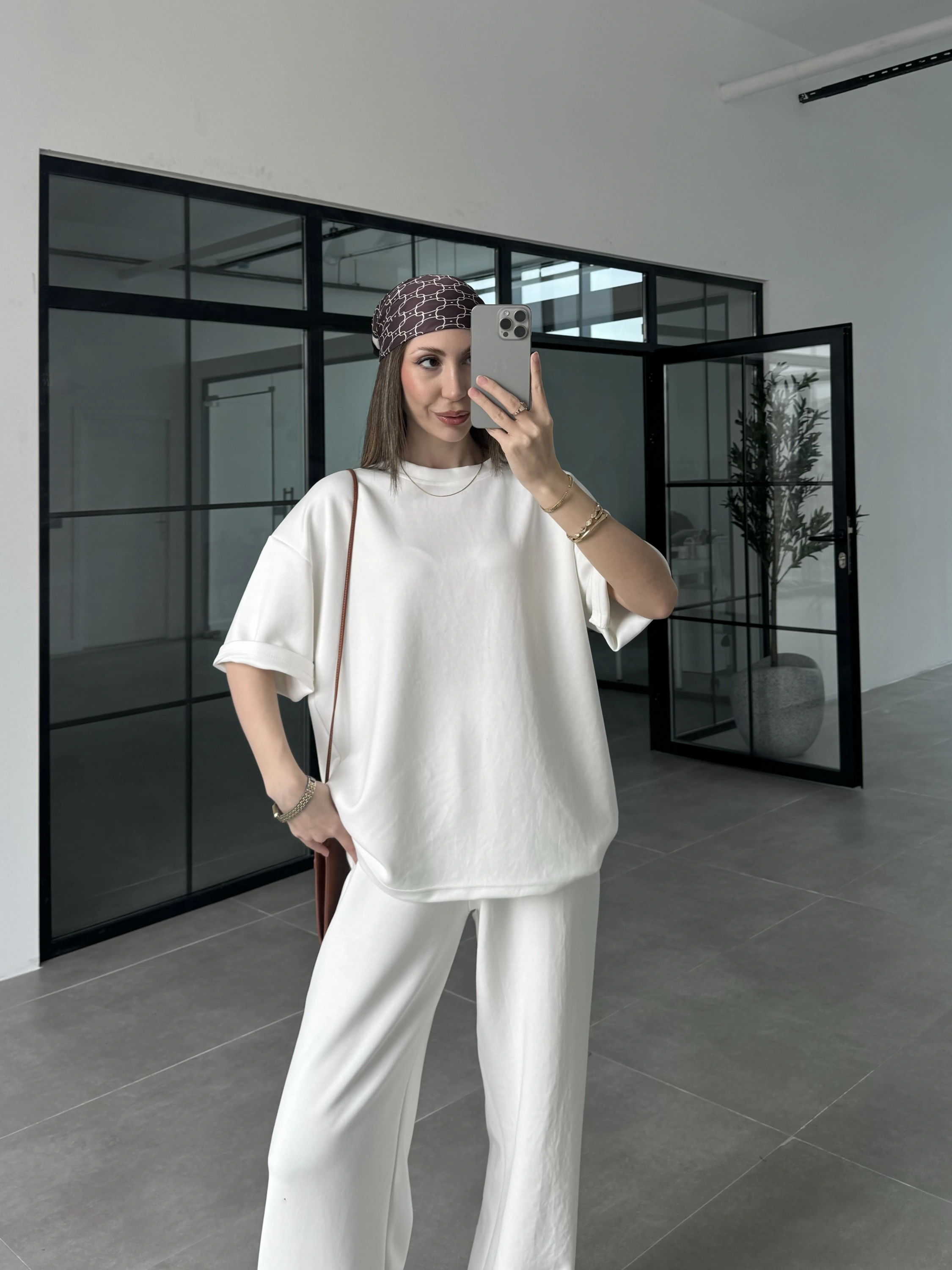 Oysh Kumaş Kısakollu Beyaz Modal Takım
