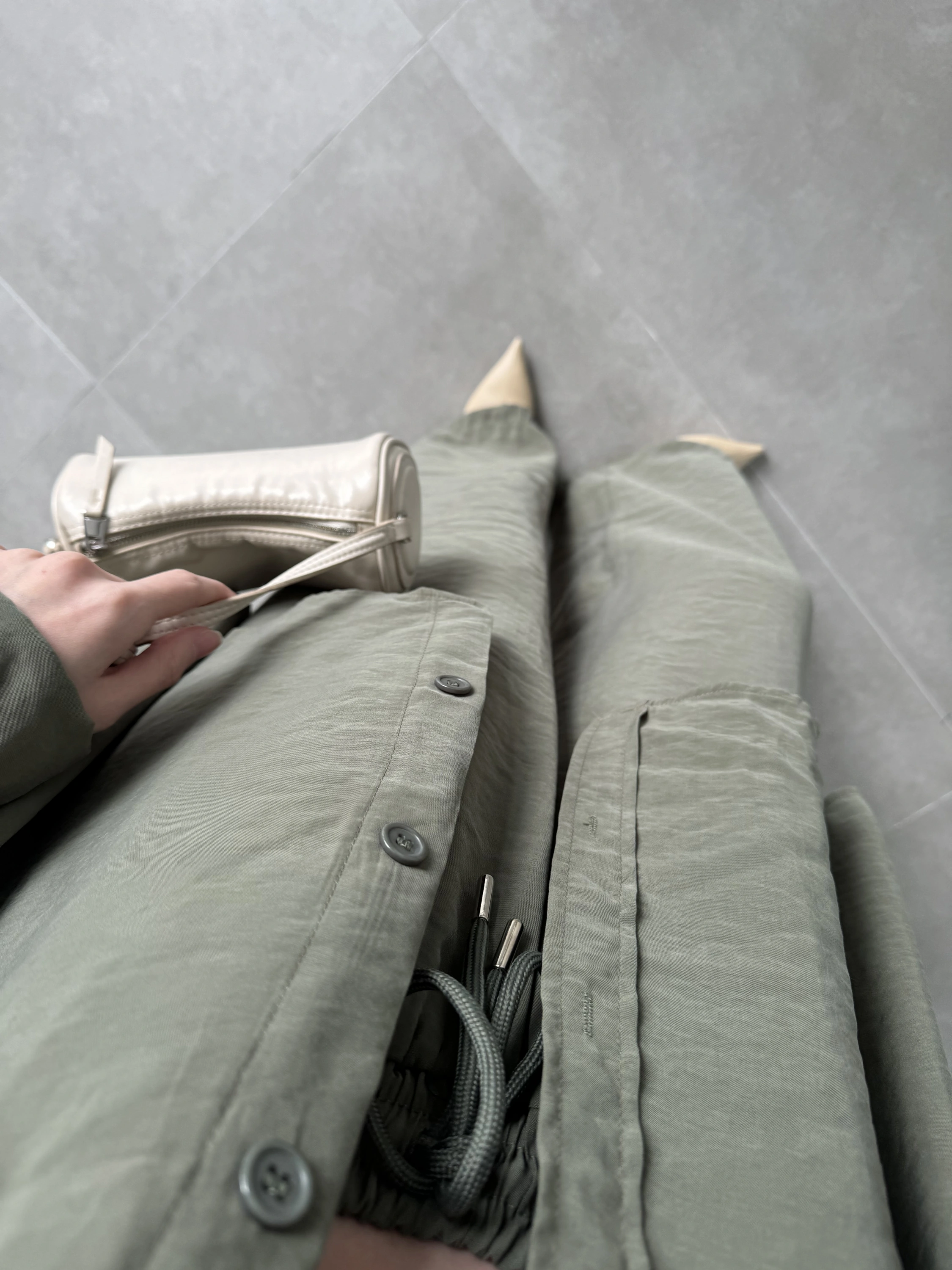 Fav Tensel Kumaş Oversize Haki Palazzo Takım