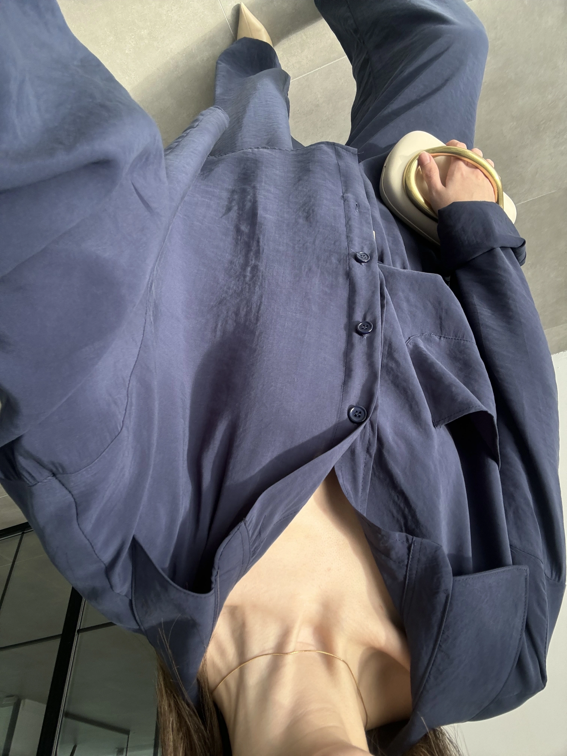 Fav Tensel Kumaş Oversize Lacivert Palazzo Takım