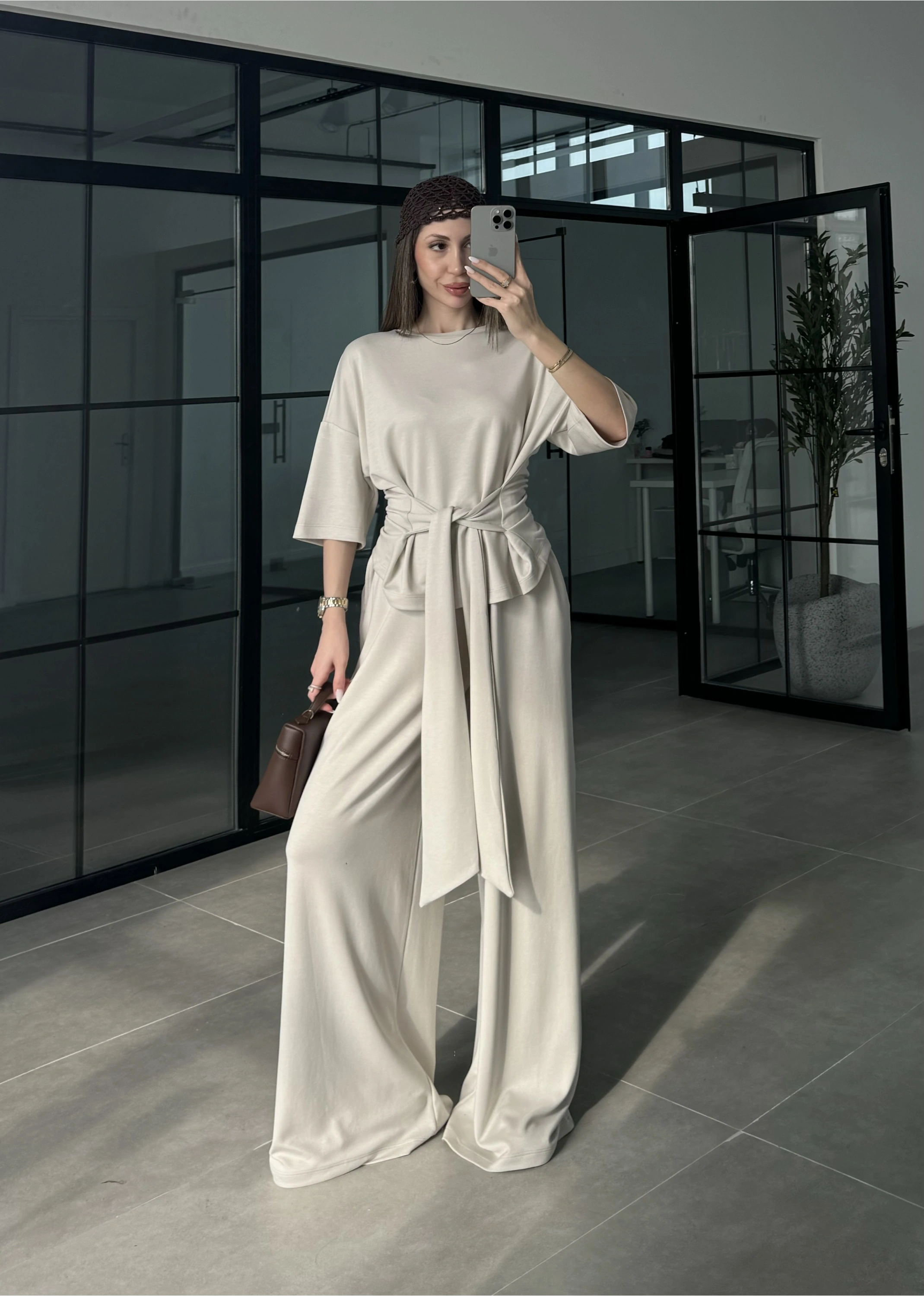 Önden Bağlamalı Model Kumaş Taş Takım