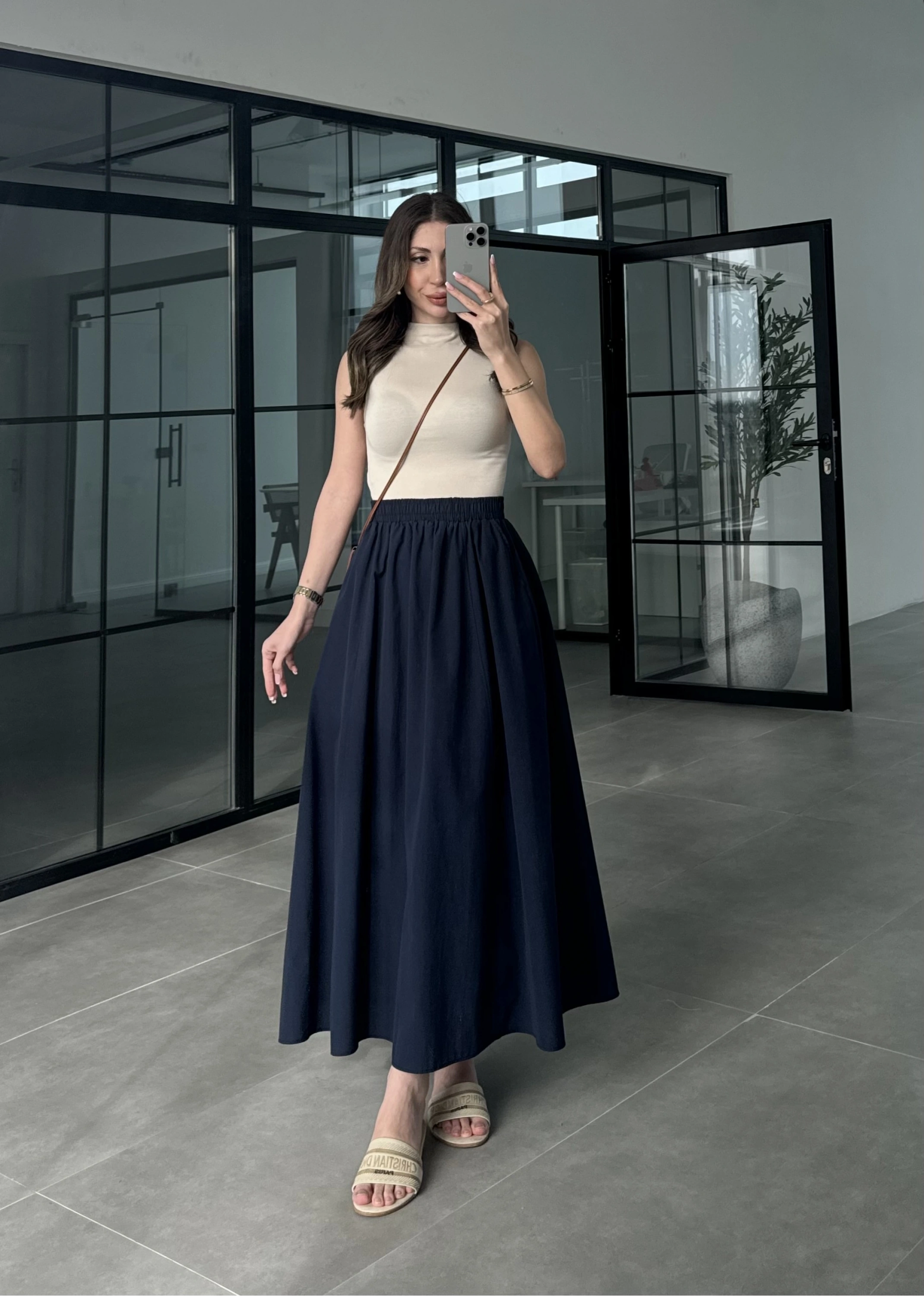 Poplin Kumaş Premium Lacivert Etek