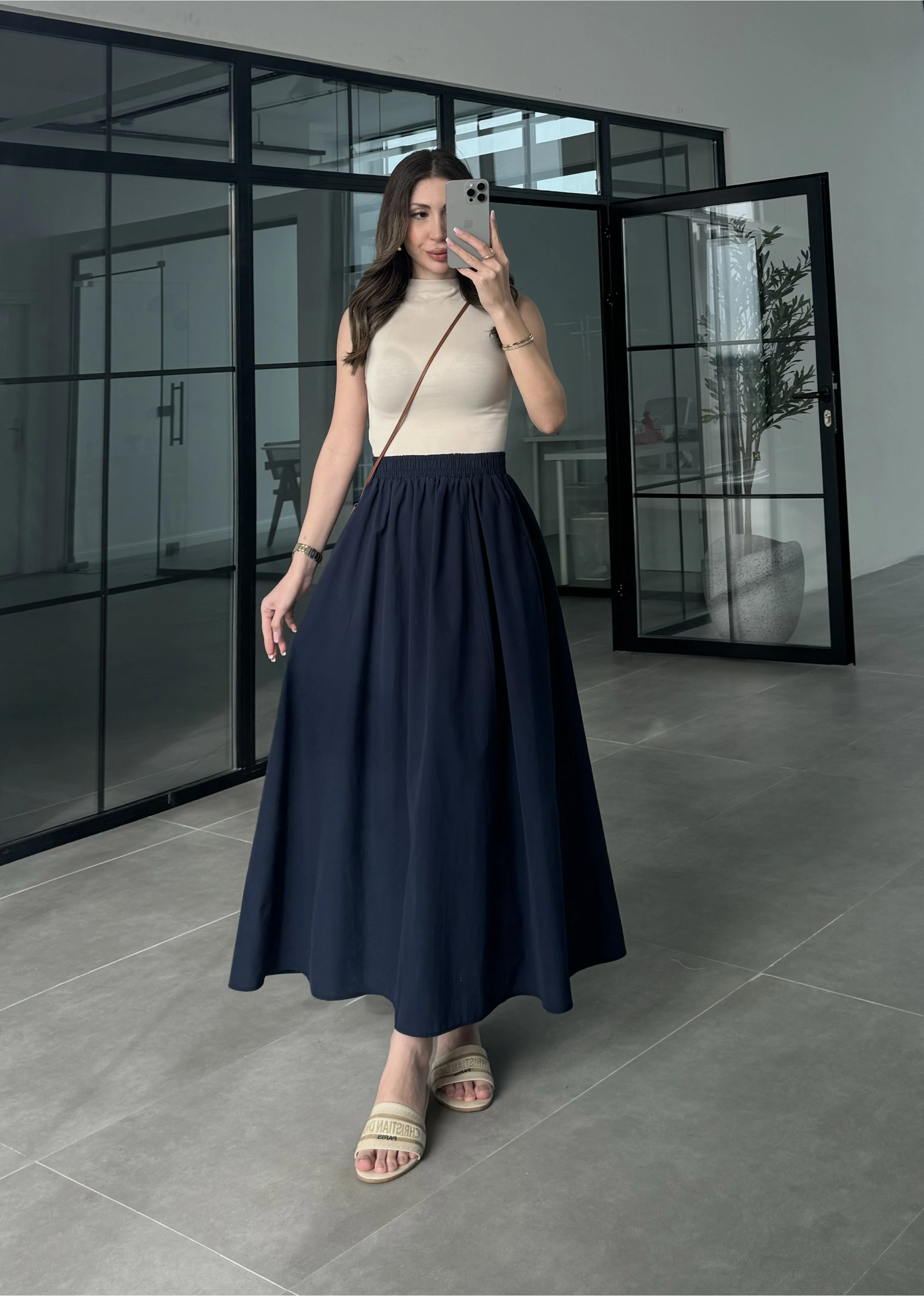 Poplin Kumaş Premium Lacivert Etek